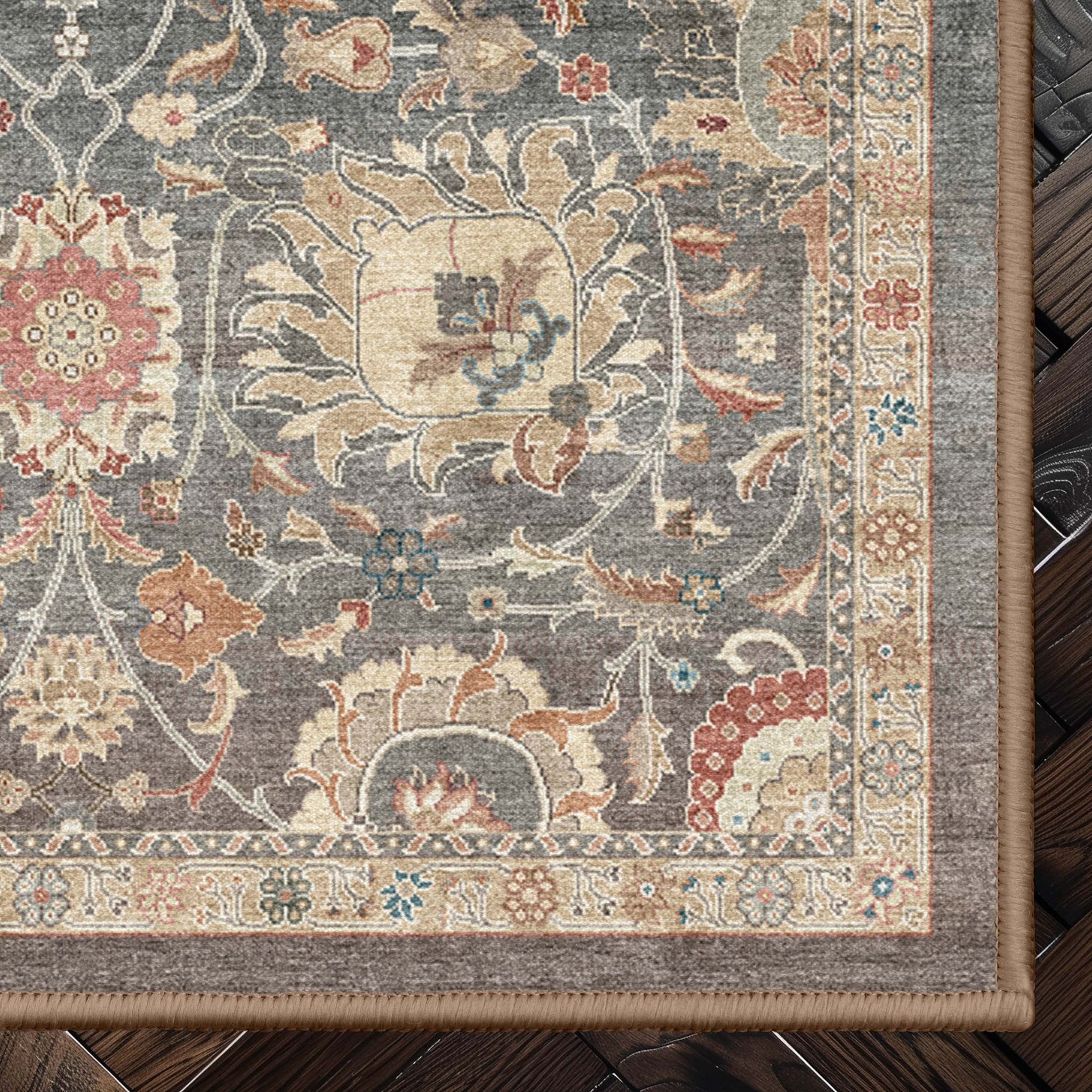 Vienna Vintage Oriental Botanical Rug – Easy Clean, Stylish Elegant Design、mySite、gigharbornorthrealestate