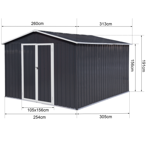 Metal garden sheds 8ftx10ft outdoor storage sheds Dark-grey、、eastwooduniform