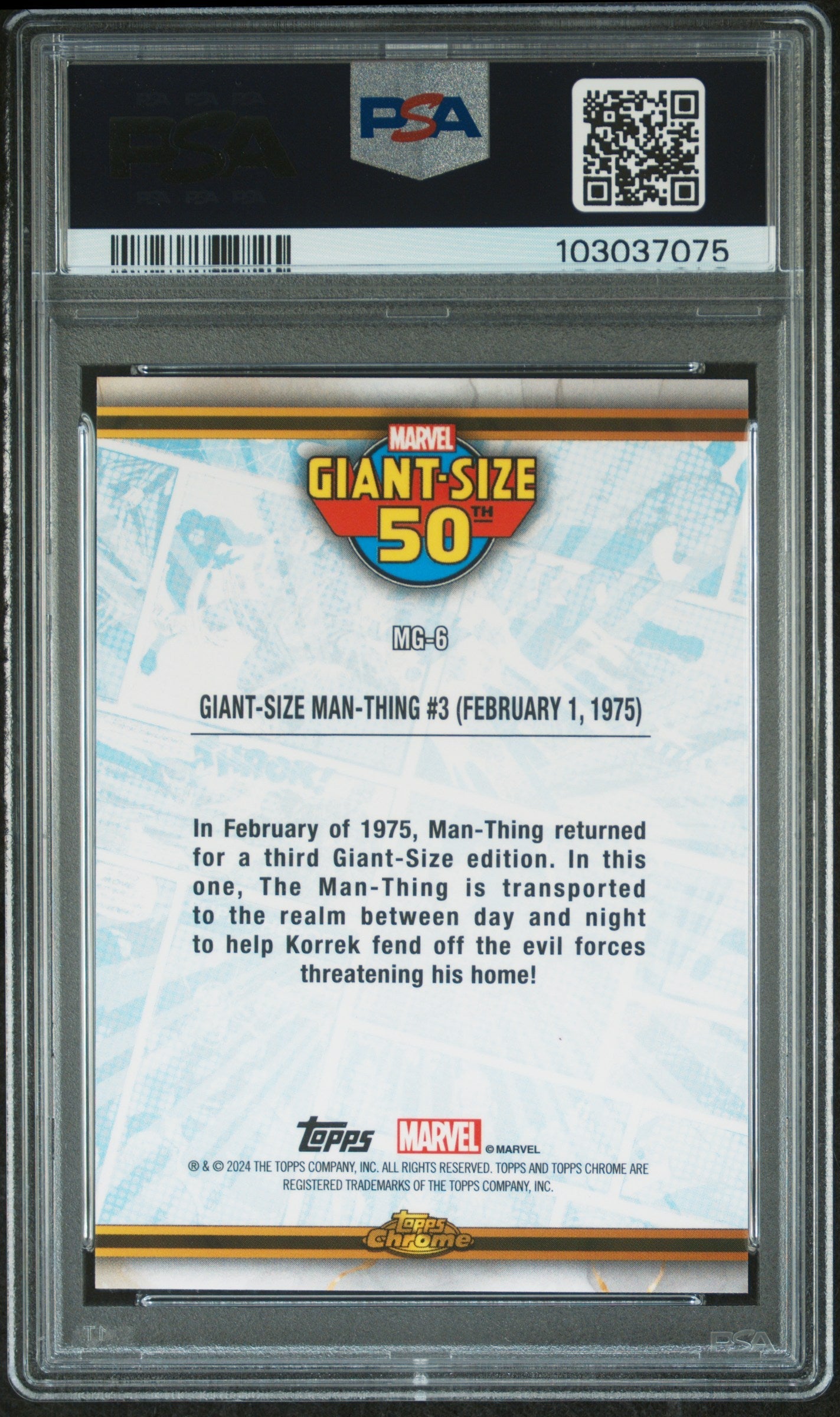 G-S Man-Thing #3 #MG6 PSA 9 Topps Chrome Marvel Marvel Giant-Size 50Th Anniversary 2024、mySite、waistdrama