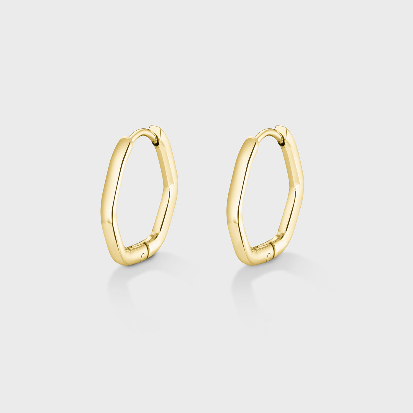 Essentielle Curved Hexagon Hoop Earrings, Gold Colour、mySite、botmansion