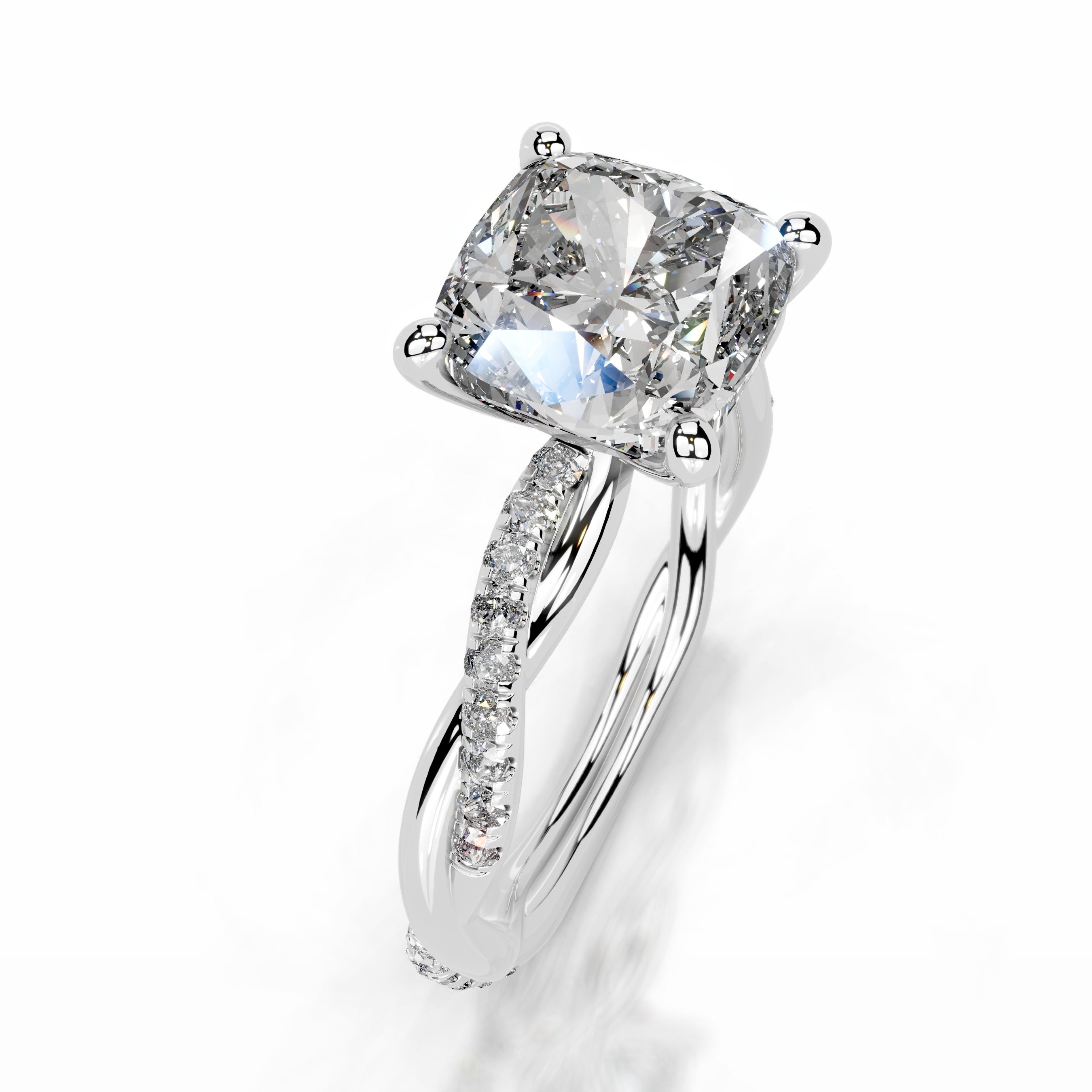 Crystal Diamond Engagement Ring - 18K White Gold、mySite、hinf8tx79