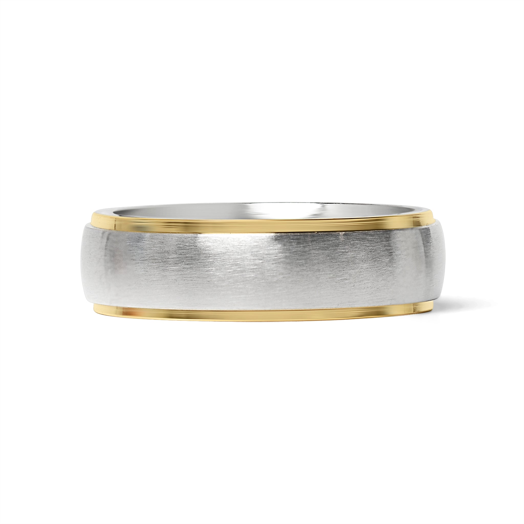 18K Gold PVD Stainless Steel Gold Edge Brushed Blank Ring / CFR0003、mySite、dreamappss