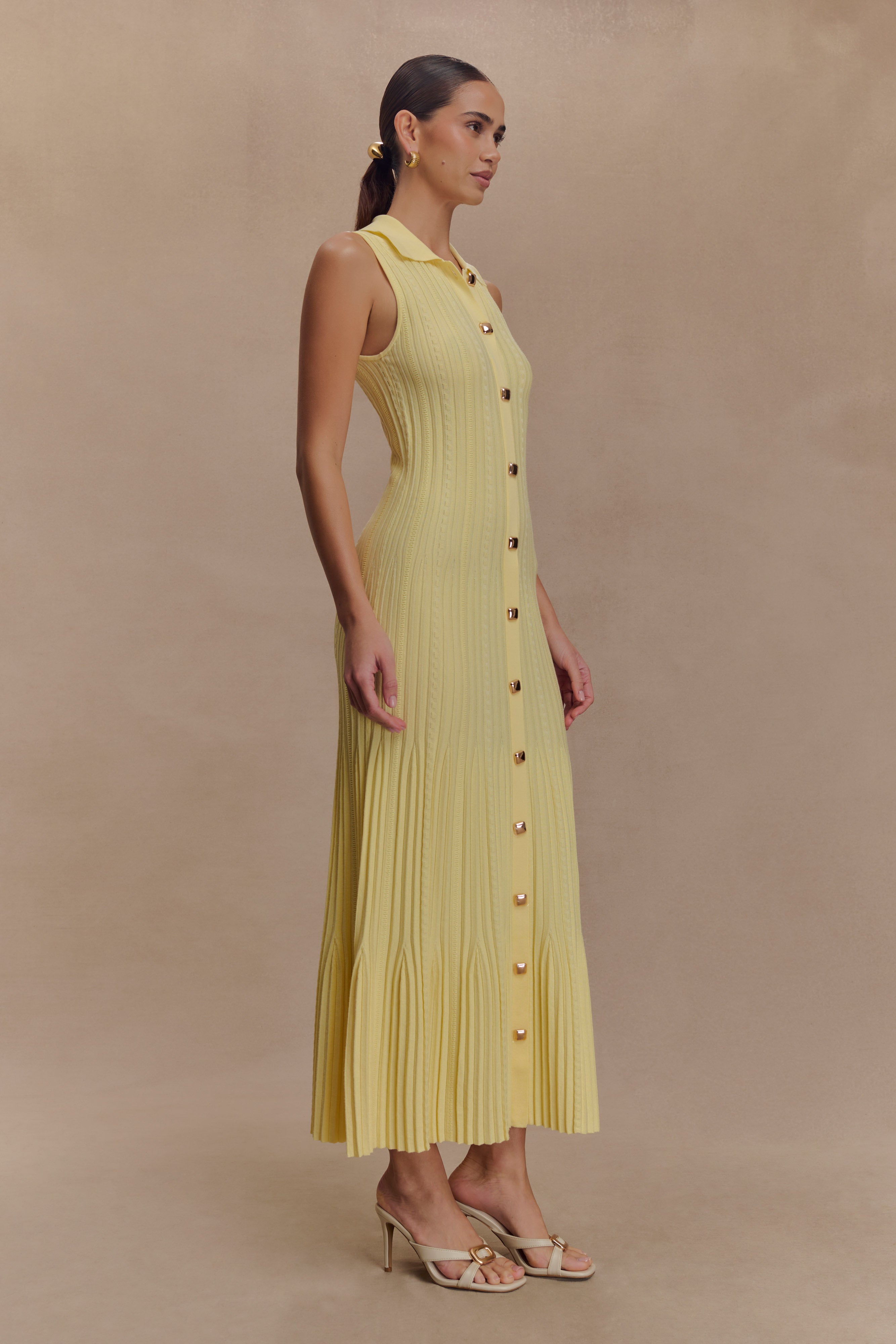 Margie Sleeveless Knit Midi Dress - Lemon、mySite、solidvoid