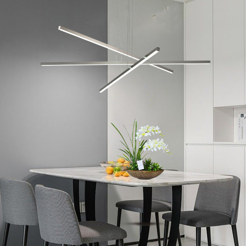 48" Modern LED Chandelier - Geometric 3-Arm Design, Adjustable Hanging, Sleek Metal Finish for Dining Room, Living Room & Office、、eastwooduniform