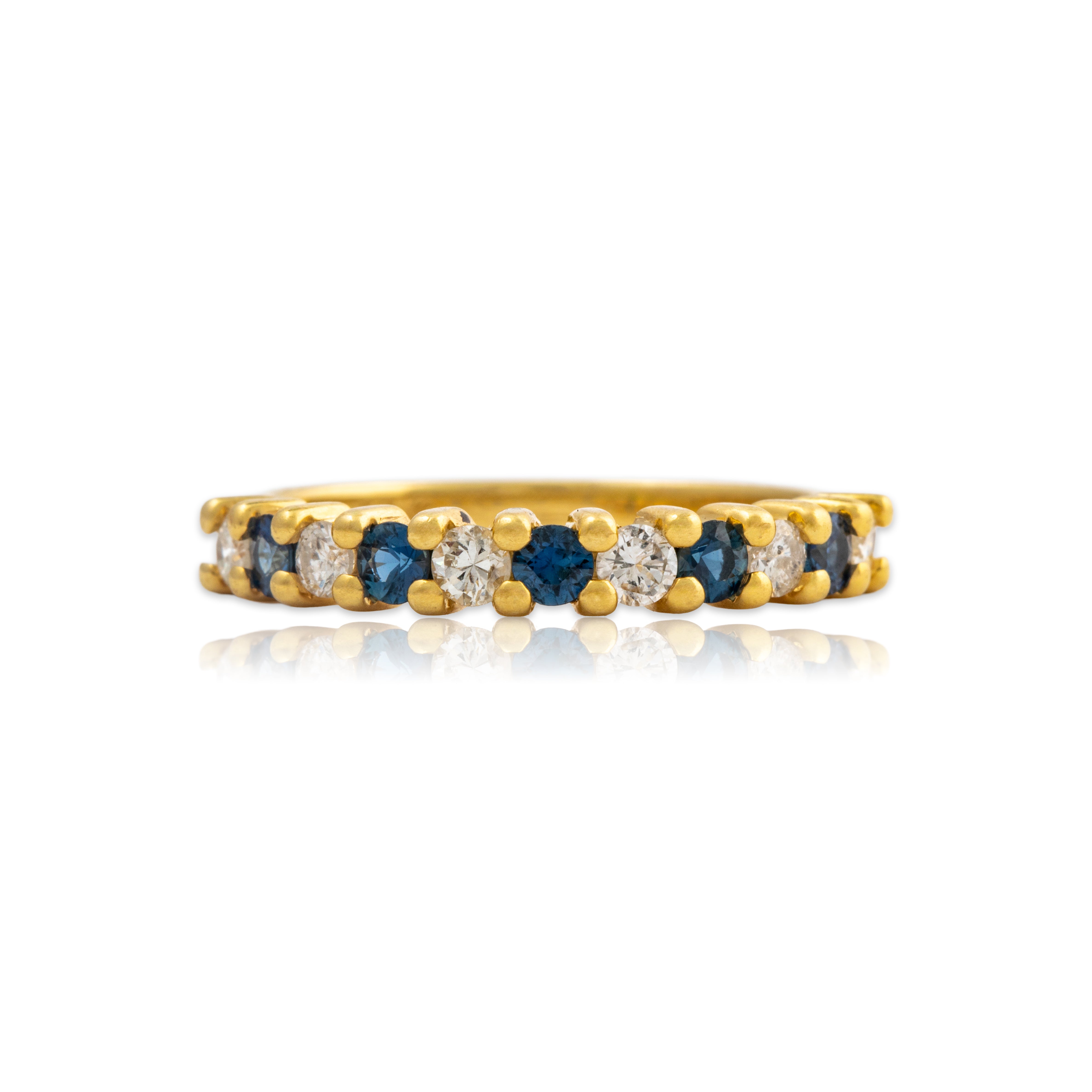 Vintage 18k Yellow Gold Sapphire .414cttw Diamond Stacking Ring 6、mySite、hinf8tx79