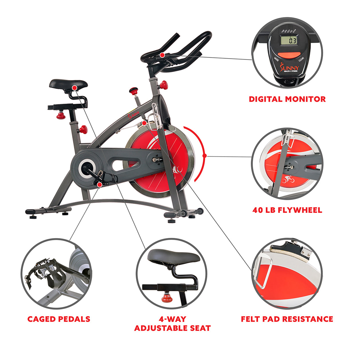  Chain Drive Indoor Cycling Exercise Bike w/ LCD Monitor Display、mySite、ghnorth