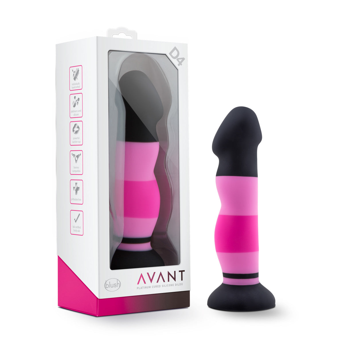 Avant By Blush® | Sexy in Pink D4: Artisan 8 Inch Curved G-Spot Dildo with Suction Cup Base - Elegantly Made with Smooth Ultrasilk® Purio™ Silicone、mySite、bottomscart