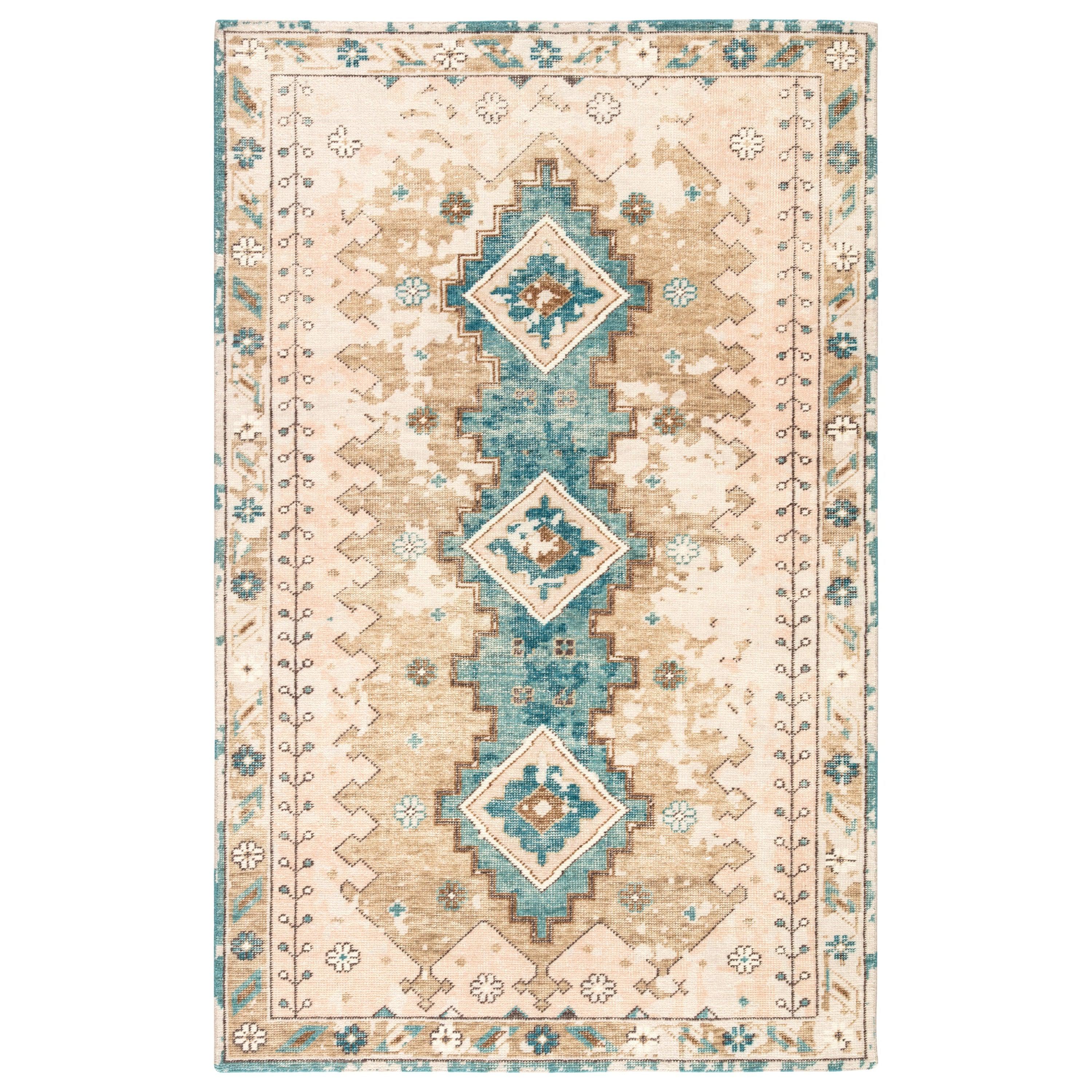 Pathos Hand-Knotted Medallion Pink Blue Area Rug、mySite、gigharbornorthrealestate