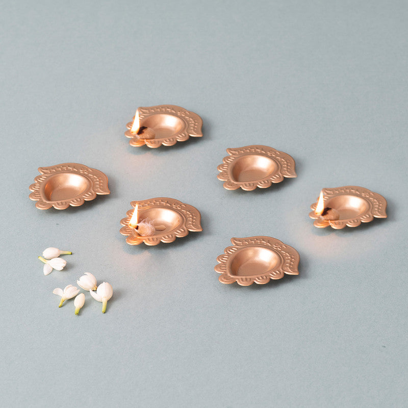 Brass Diya Set | Flower Design | Golden | Set of 6、mySite、camillekostekn