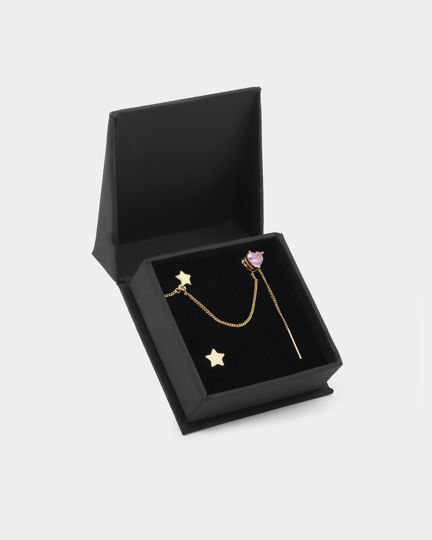 Raising Hell Women's Starry Heart Earrings Chain Gold/Pink、mySite、zt4zffjzw