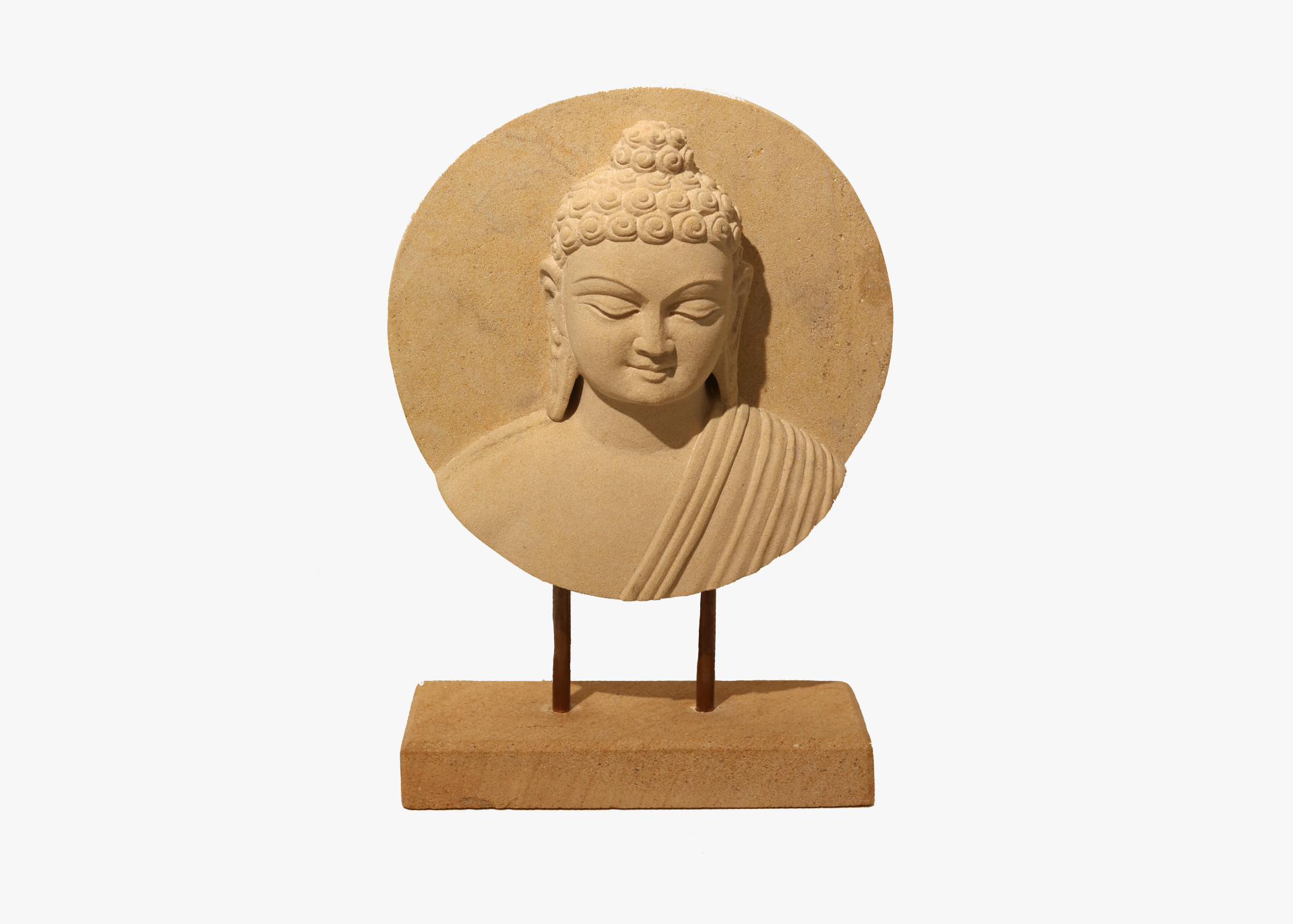 Buddha Head On Stand - Sandstone (38cm)、mySite、topwebapps