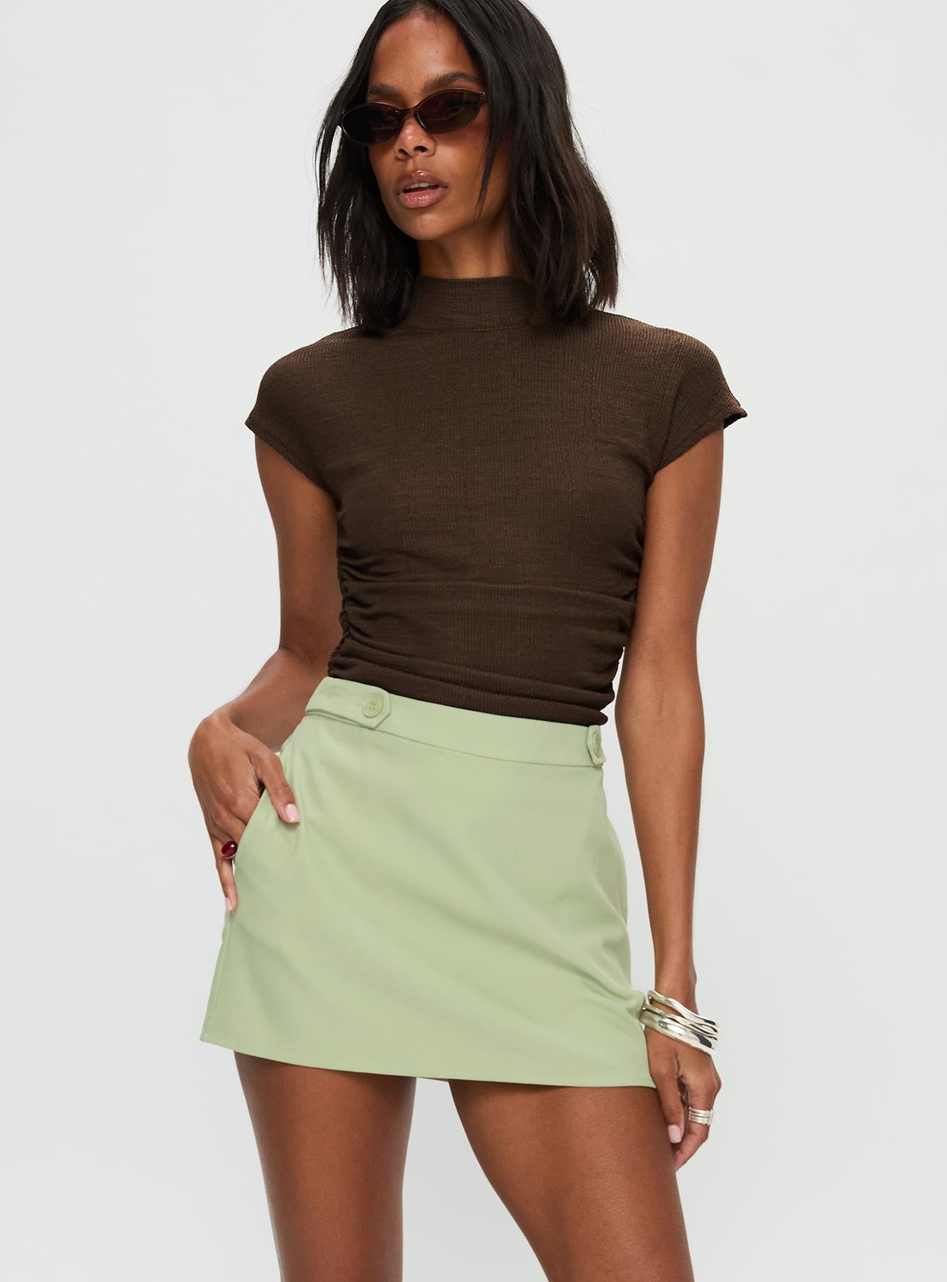 Hosier Twill Mini Skirt Green、mySite、solidvoid