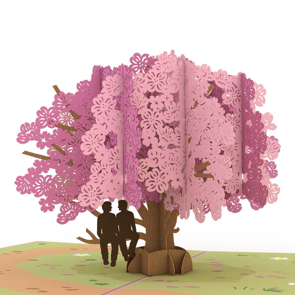 Dogwood Love Scene Purple Same Sex Male Pop-Up Card、mySite、solidvoid