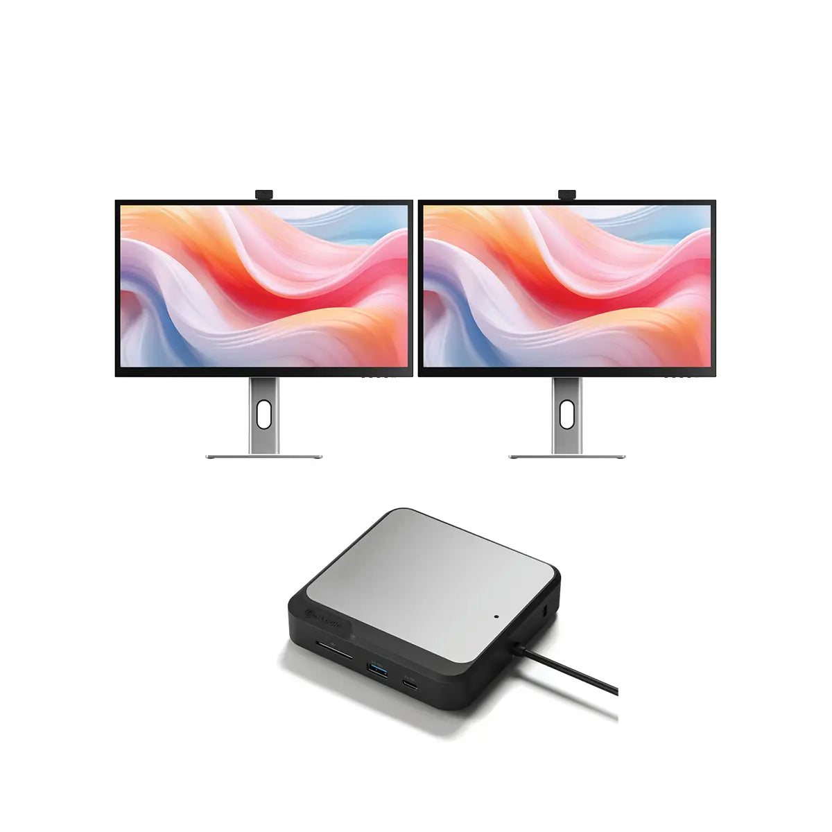 Clarity Pro 27 UHD 4K Monitor with 65W PD and Webcam (Pack of 2) + Dual 4K Universal Docking Station _ DisplayPort Edition、mySite、fannypackpong