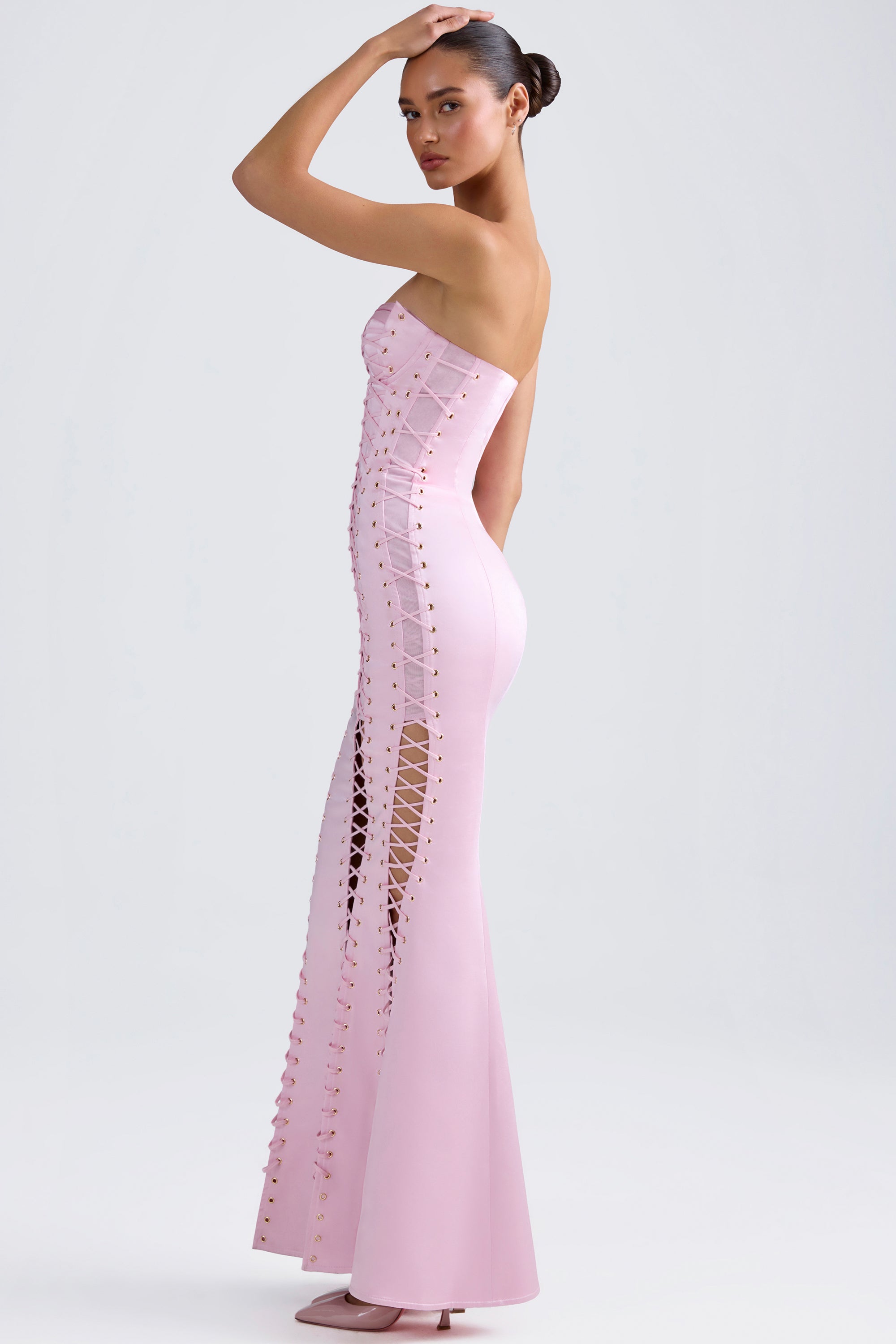 Lace-Up Corset Gown in Light Pink、mySite、solidvoid