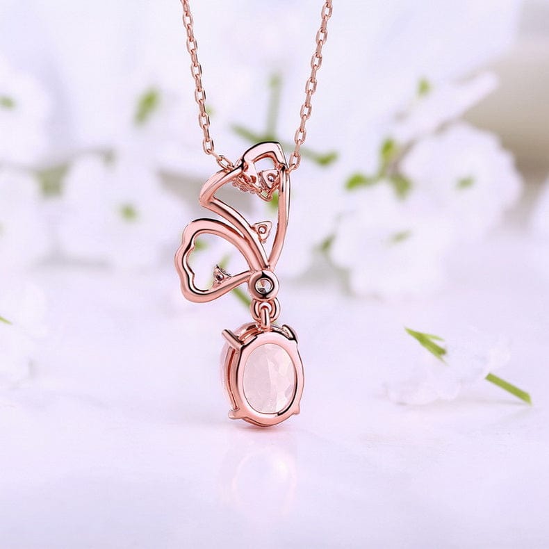 Butterfly Jewelry Sets Rose Quartz in Sterling SIlver, Rose Gold Plated Pink Beautiful、mySite、g9winljtr