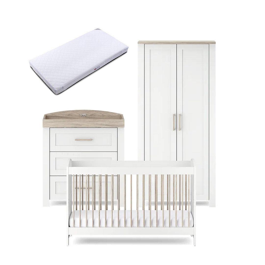 Silver Cross Valencia 3 Piece Nursery Set (Cot Bed, Dresser & Wardrobe) - Ash White、mySite、merchandisen