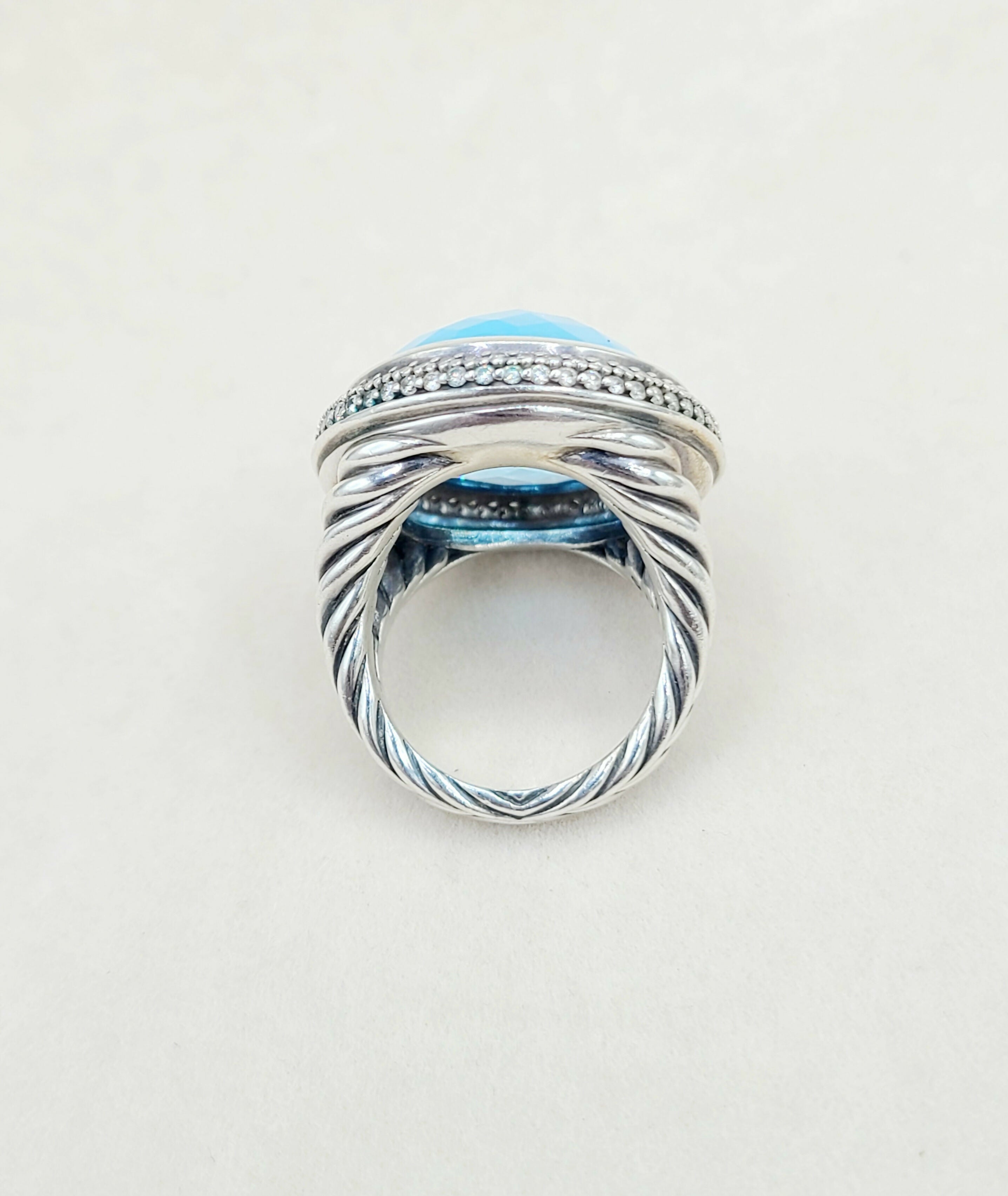 David Yurman Signature Oval Ring Blue Topaz & Diamonds、mySite、hinf8tx79