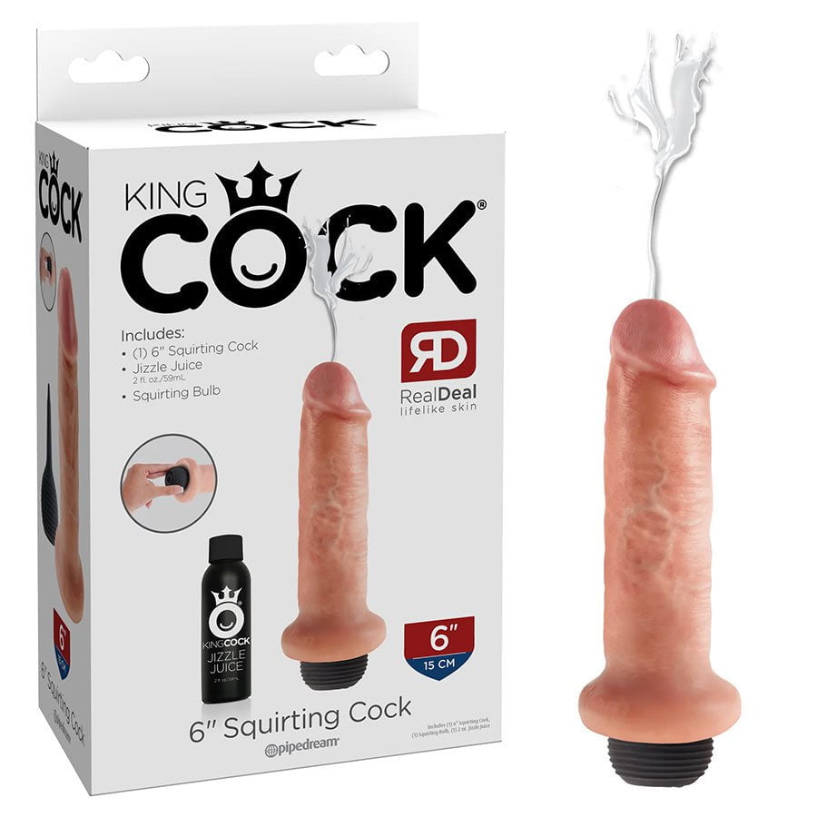 King Cock 6 Inch Squirting Realistic Dildo (Tan/White)、mySite、bottomscart