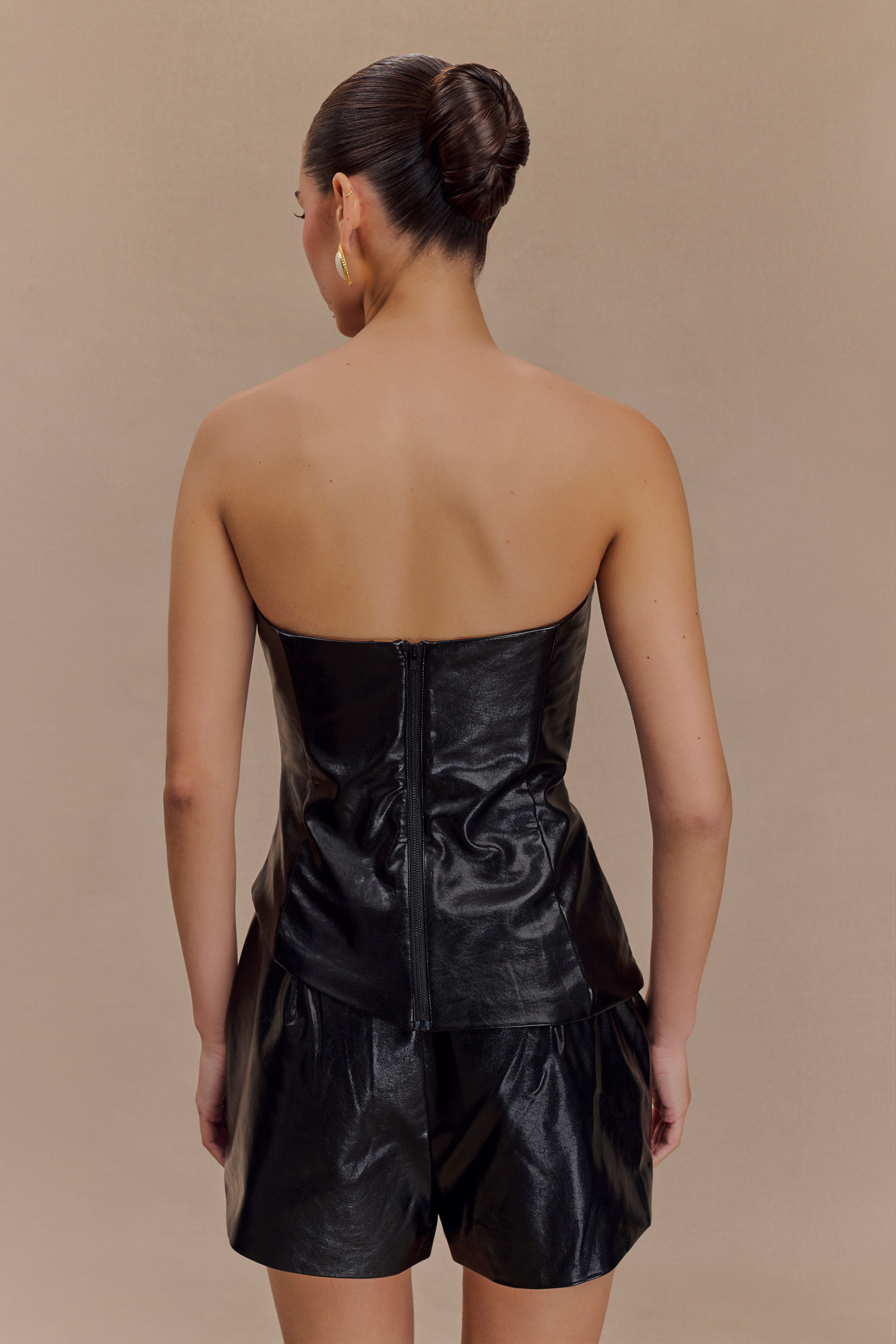 Arabelle Faux Leather Shorts - Black、mySite、solidvoid