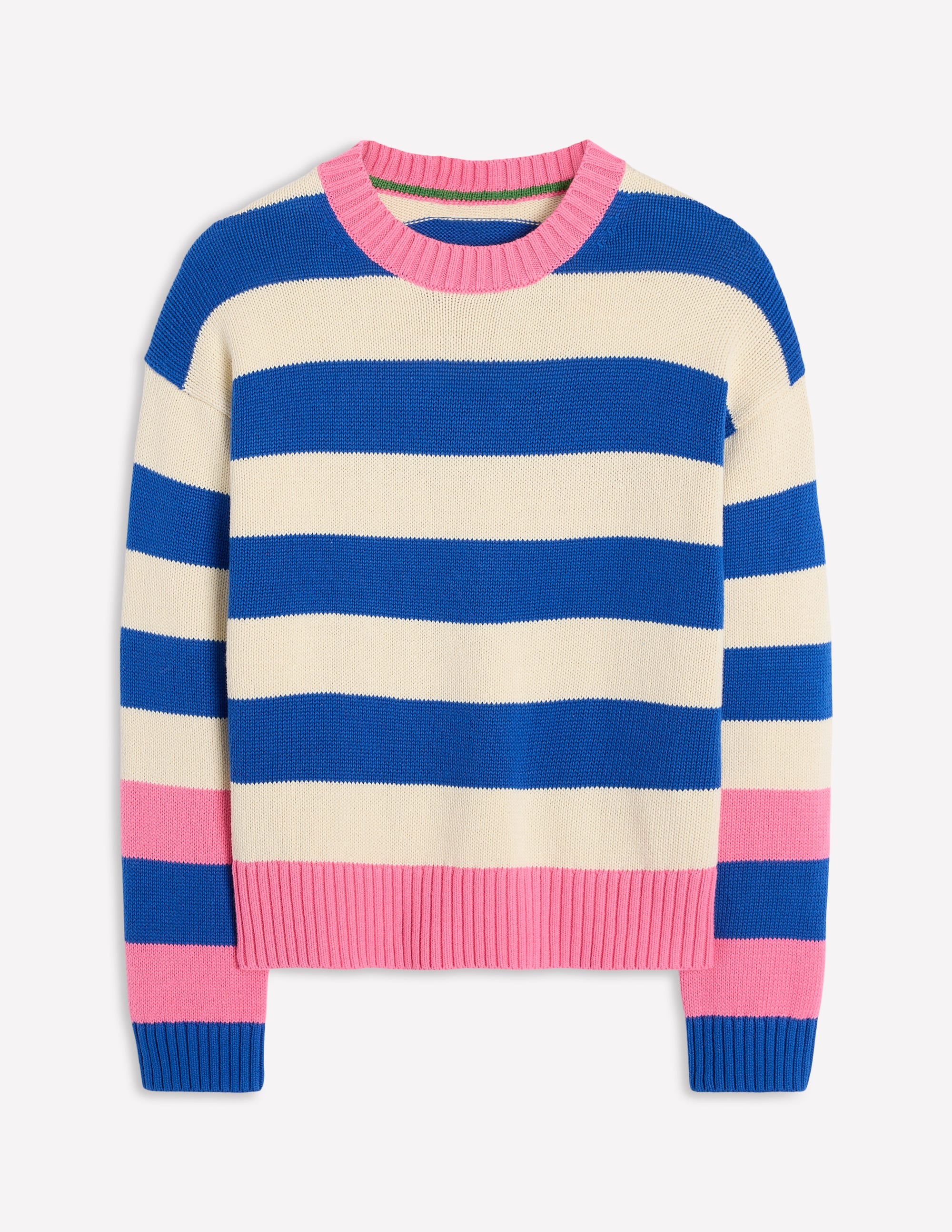  Lucinda Cotton Striped Sweater-Bright Blue, Pink Rose Cuff、mySite、ashleygrahame