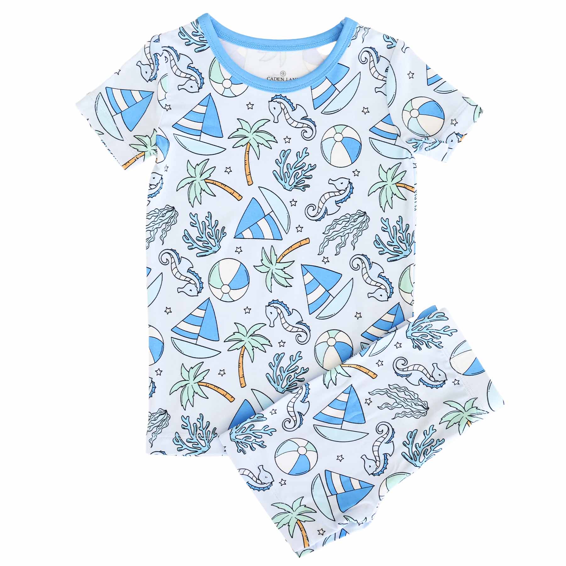  Two Piece Short Pajama Set | Tiny Tides Blue、mySite、layawaytickets