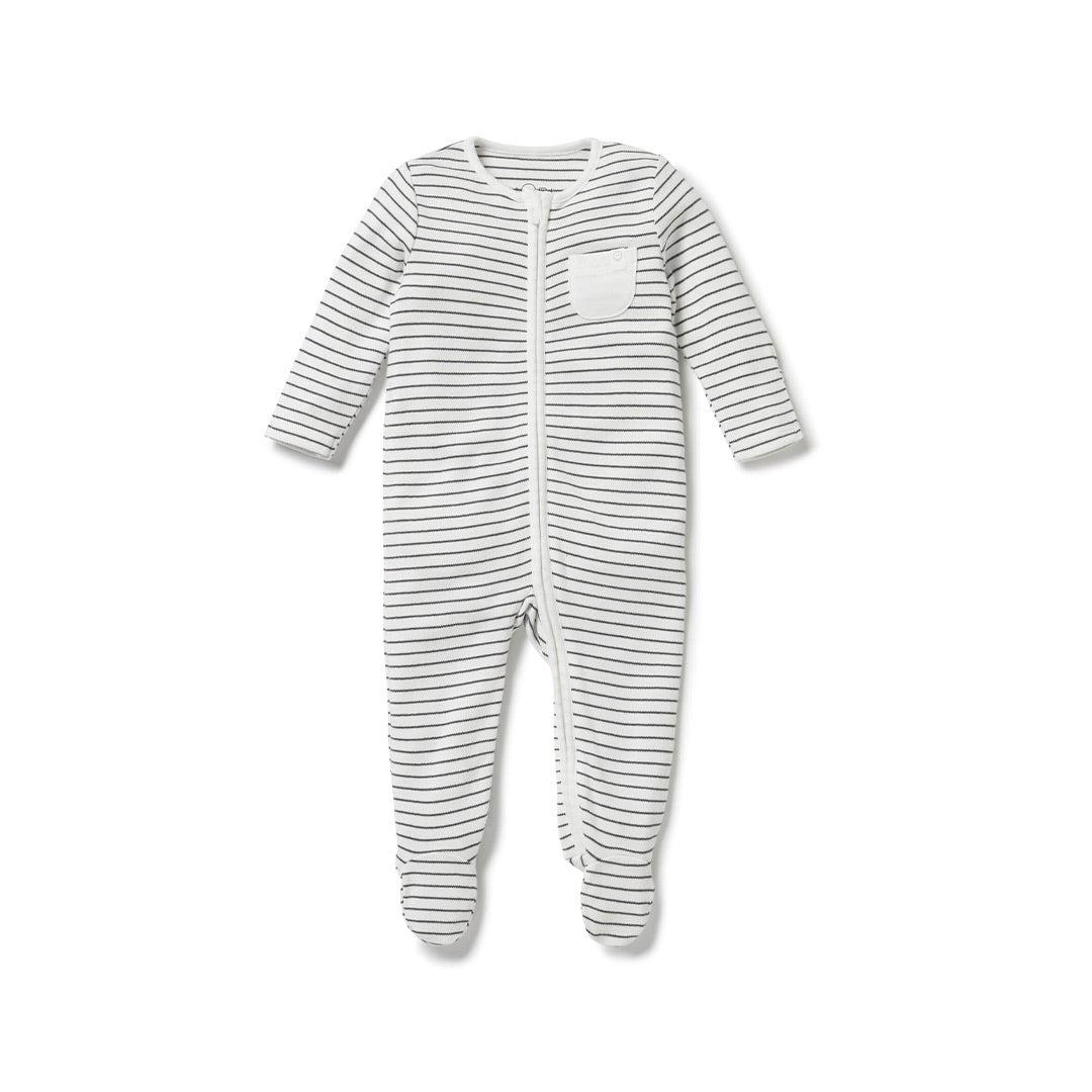  MORI Clever Zip Sleepsuit - Grey Stripe、mySite、merchandisen