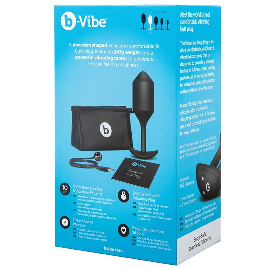 B-Vibe Vibrating & Weighted Snug Plug Black XL、mySite、bottomscart