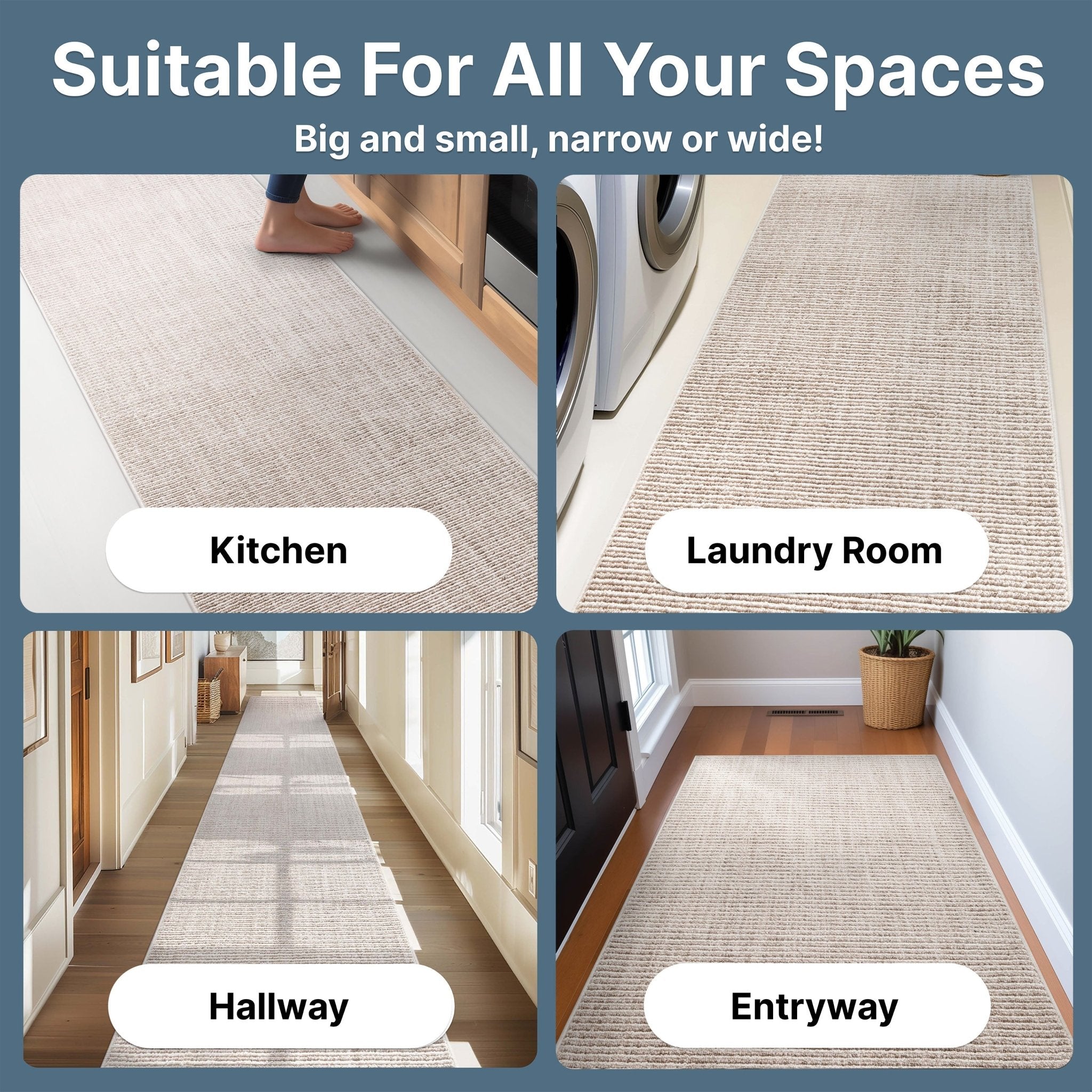 Custom Size Runner Berber Stripes Contemporary Striped Beige Choose Your Width x Choose Your Length Hallway Runner Rug、mySite、gigharbornorthrealestate