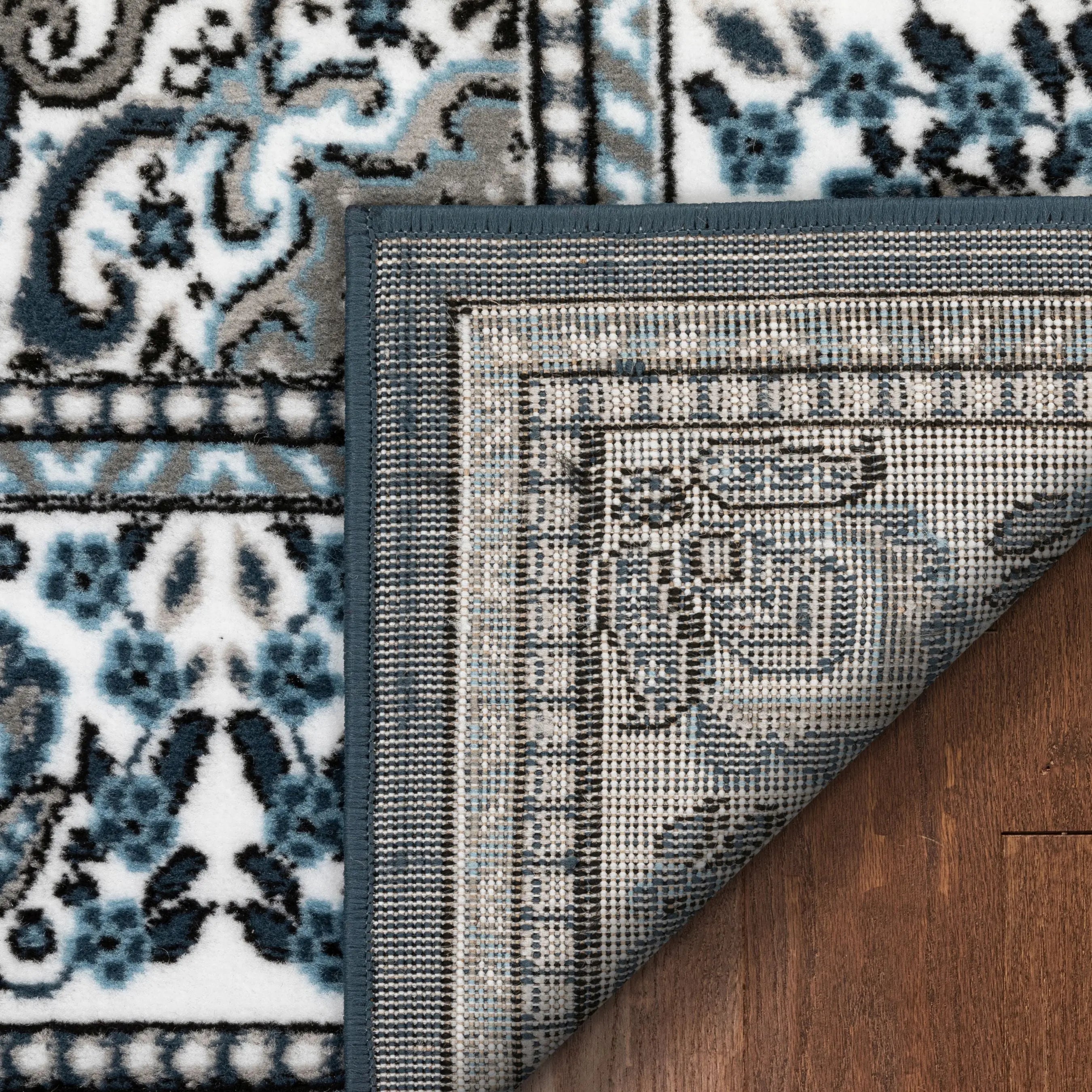 Malika Traditional Medallion Persian Floral Dark Blue 5'3 x 7'3 Rug、mySite、gigharbornorthrealestate