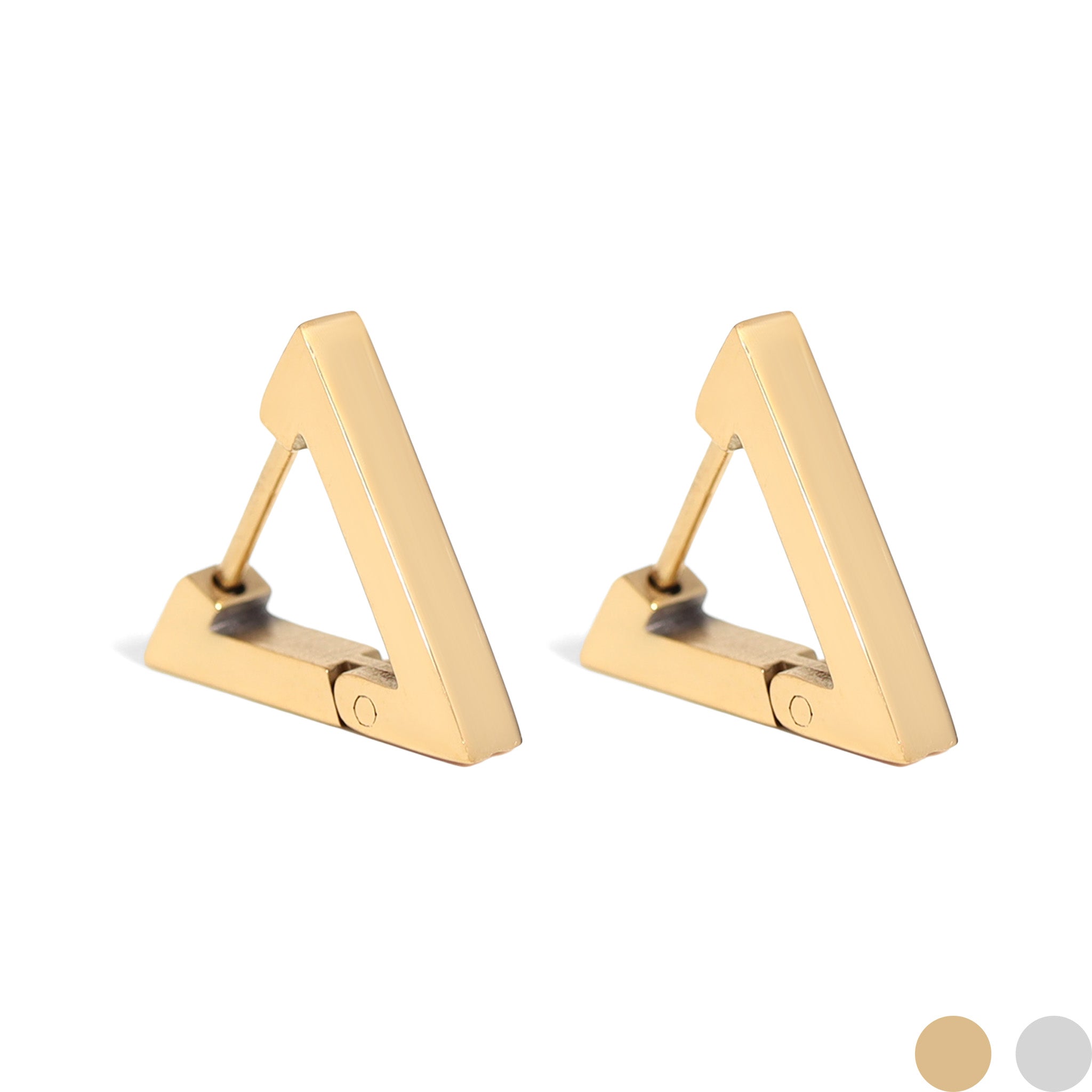 18K Gold PVD Stainless Steel Triangle Huggie Earrings / ERJ0003、mySite、dreamappss