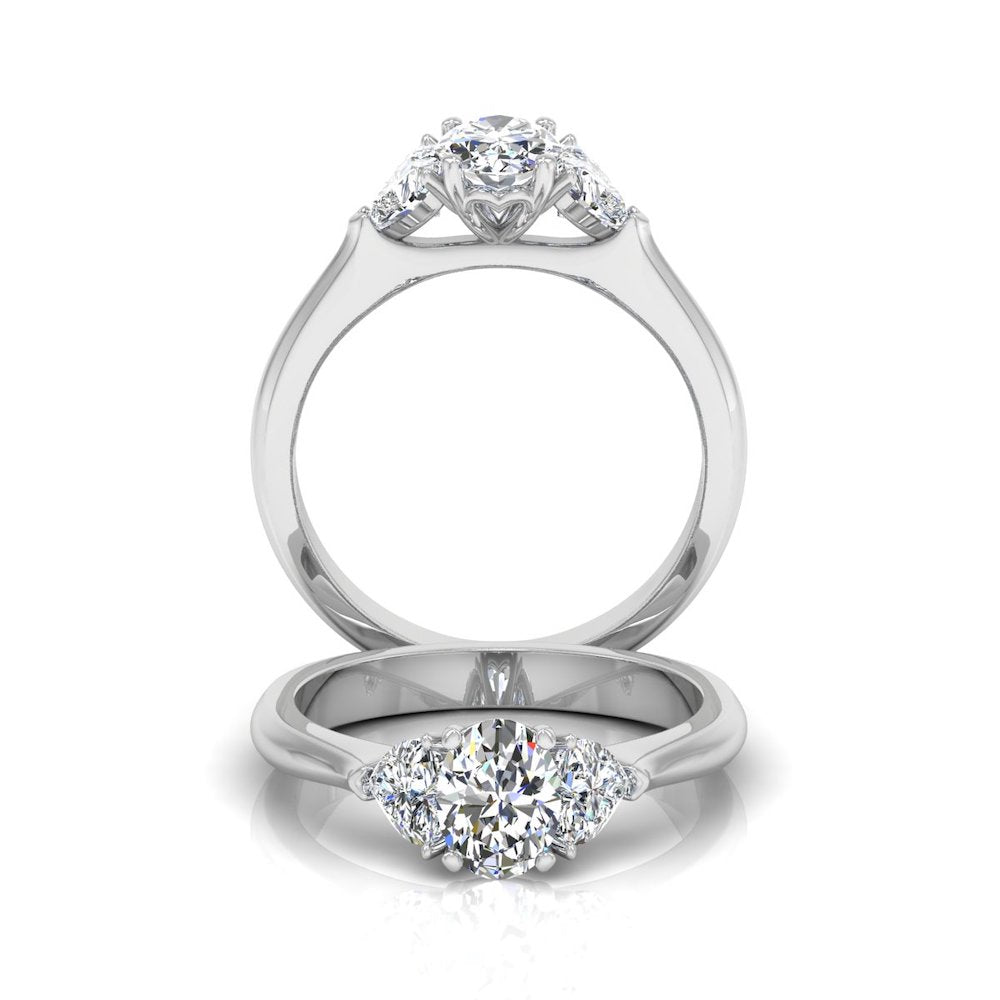 Three-Stone Oval & Heart Moissanite Engagement Ring、mySite、hinf8tx79