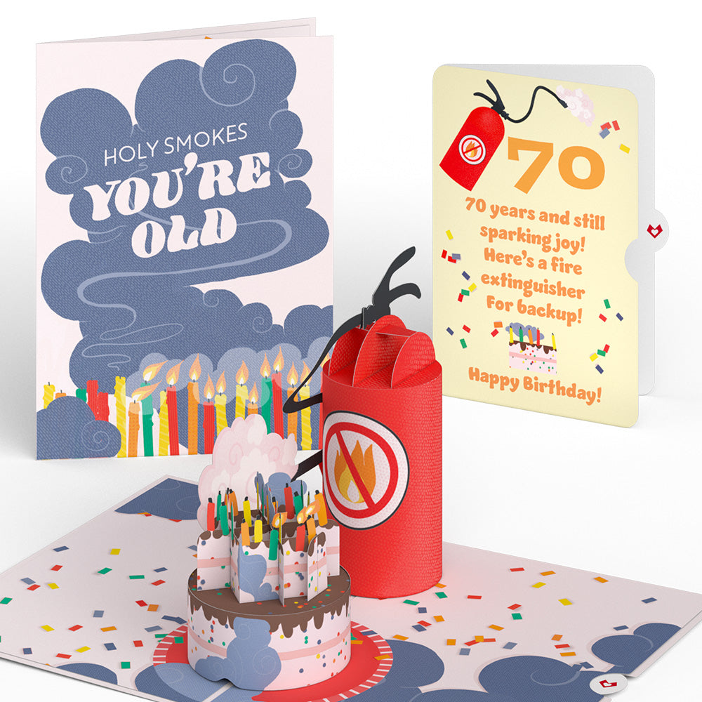 Holy Smokes You're Old 70th Birthday Pop-Up Card and Sentiment Set、mySite、solidvoid