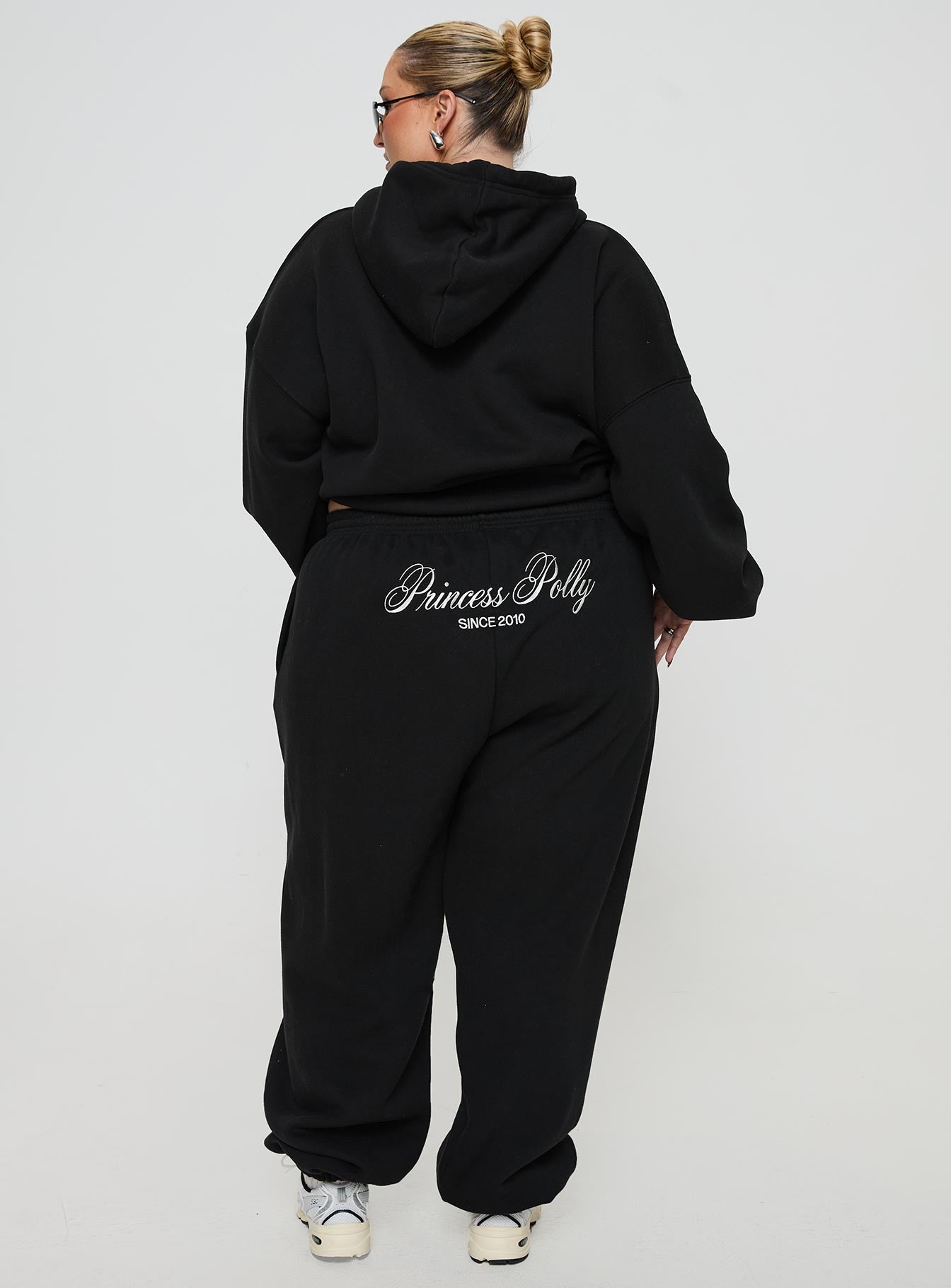 Princess Polly Track Pants Script Black / Ivory Curve、mySite、solidvoid