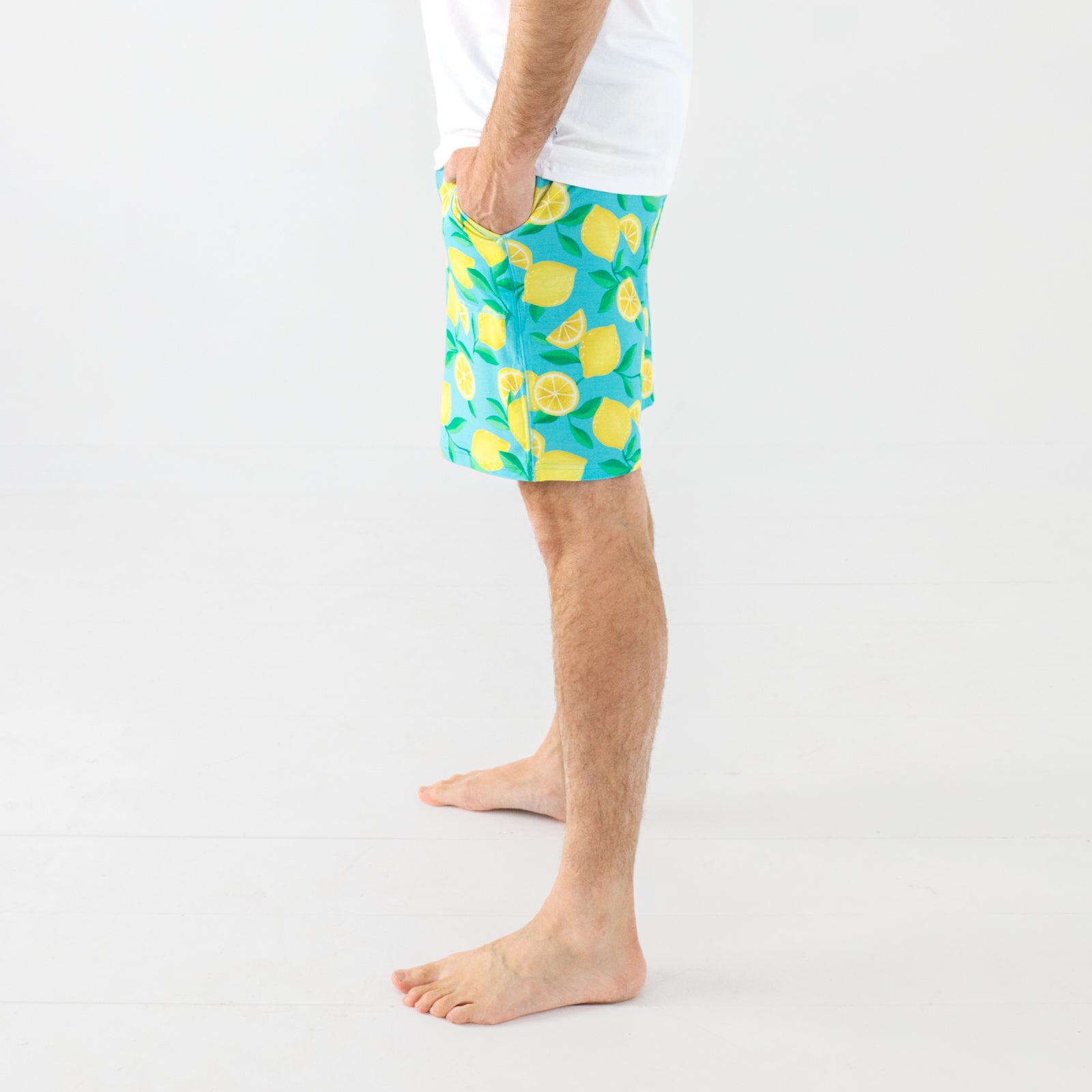 Blue Sunny Citrus Men's Pajama Shorts、mySite、g9winljtr