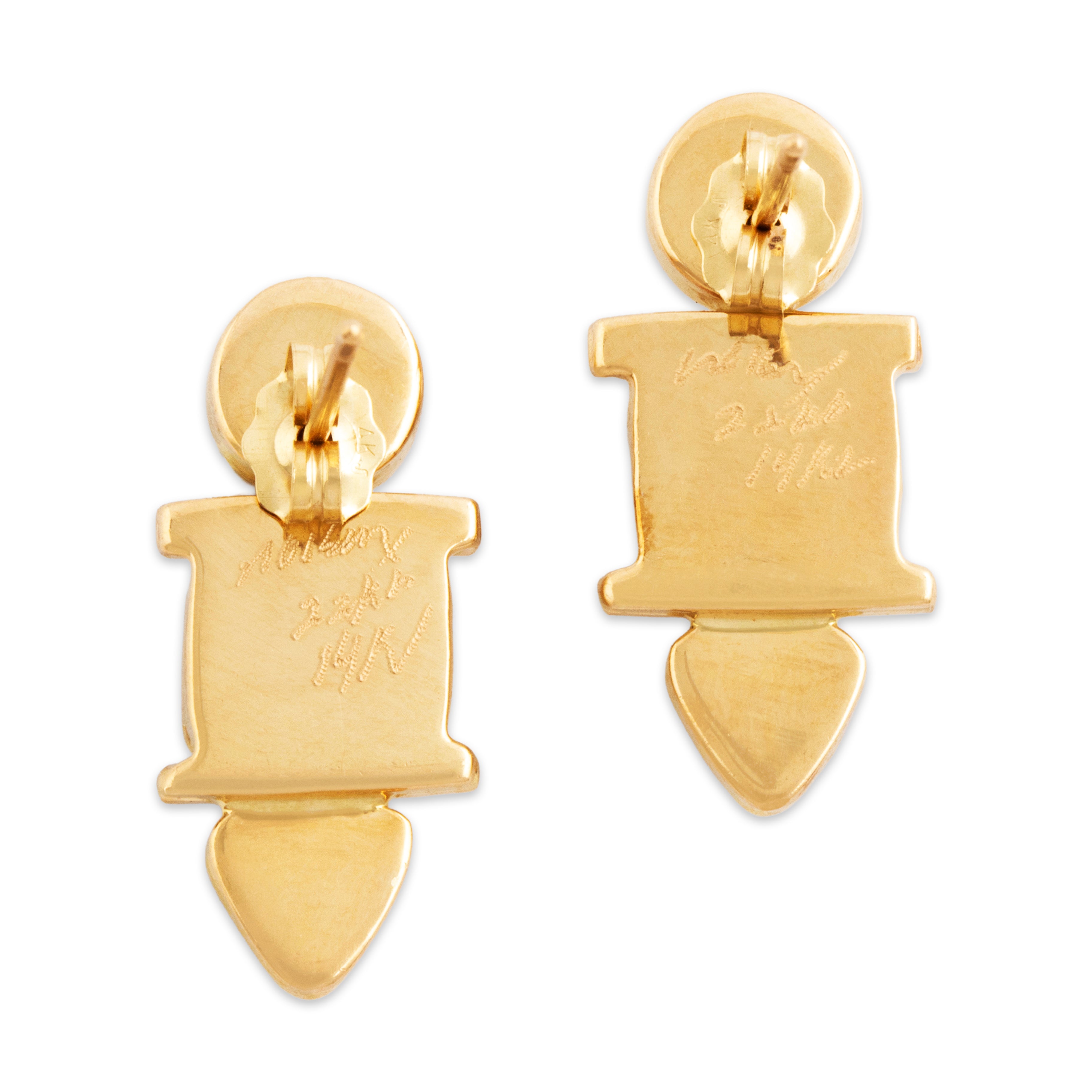 Vintage 22k & 14k Gold Opal Amethyst Pearl Chic Royal Purple Stud Earrings、mySite、hinf8tx79