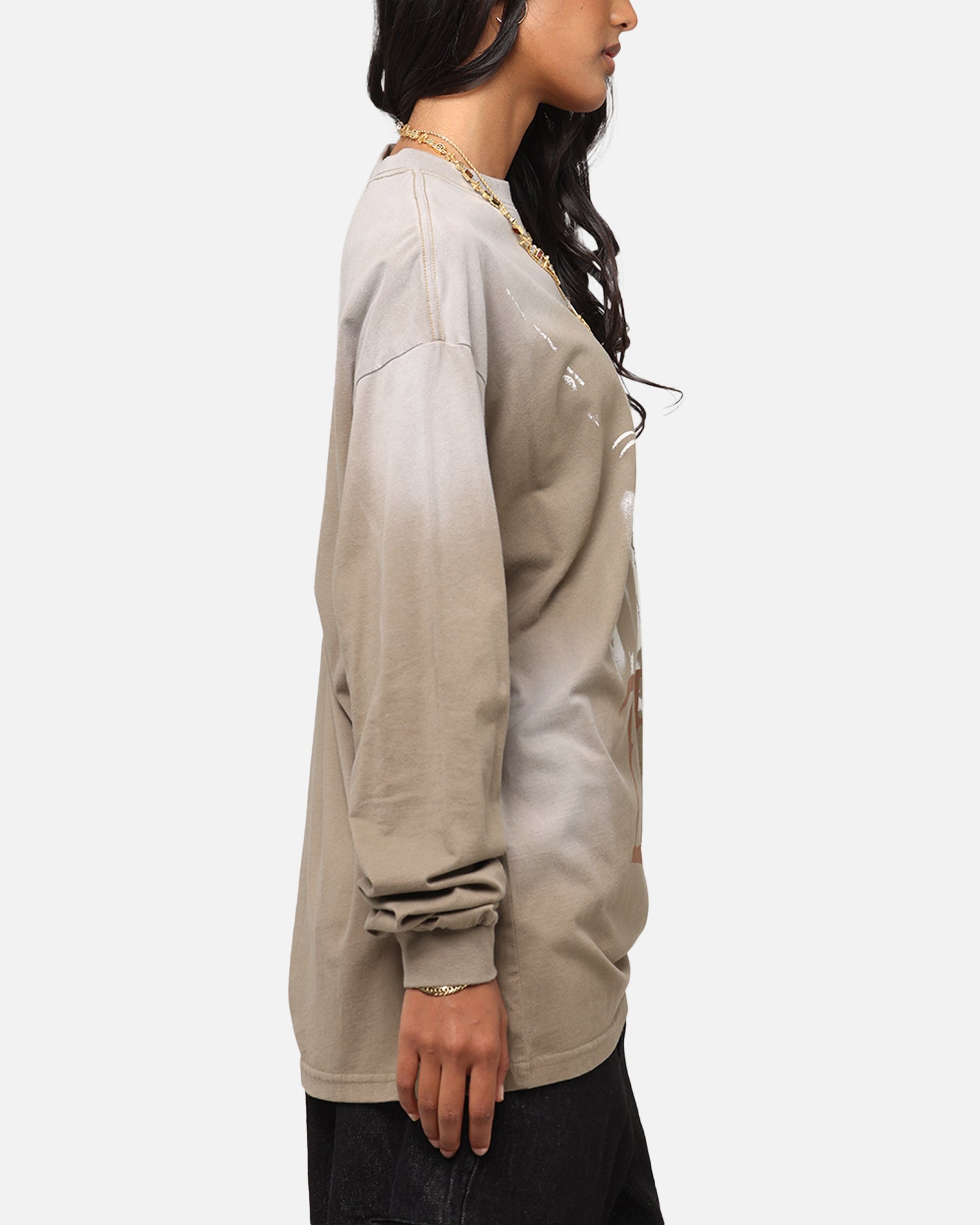 Tupac 2Pac Hem Vintage Long Sleeve T-Shirt Brown、mySite、zt4zffjzw