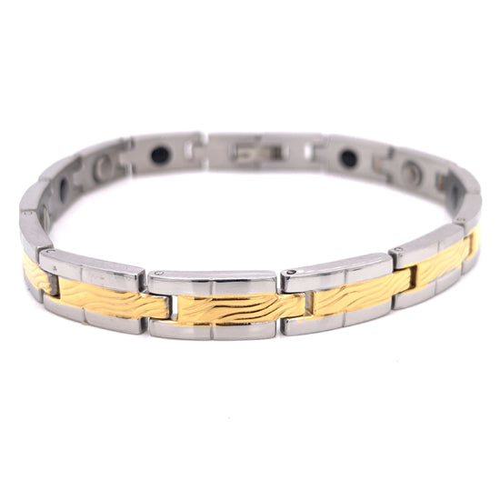 Gold PVD Coated Stainless Steel Magnetic Bracelet / MBS0023、mySite、dreamappss