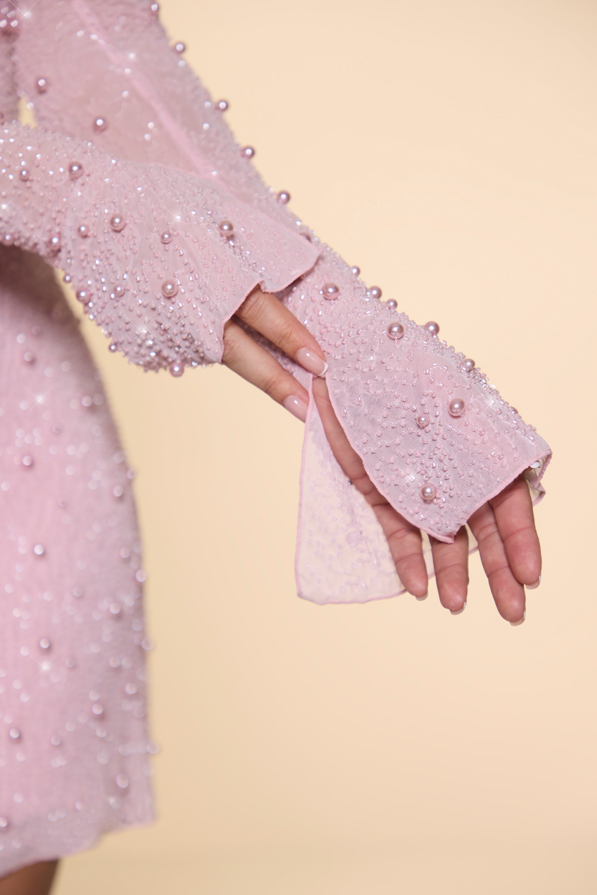 Embellished Asymmetric Corset Mini Dress in Blush、mySite、solidvoid