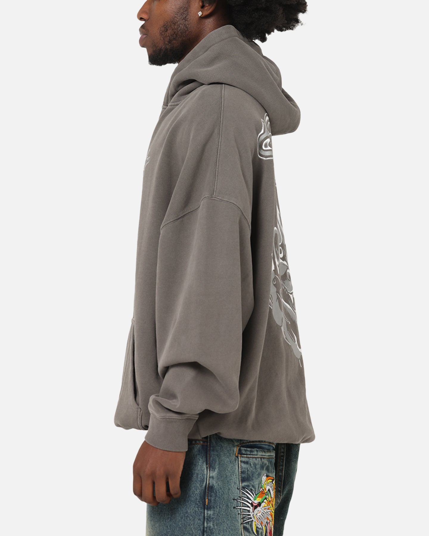 Ed Hardy Double Horns Hoodie Washed Charcoal、mySite、zt4zffjzw