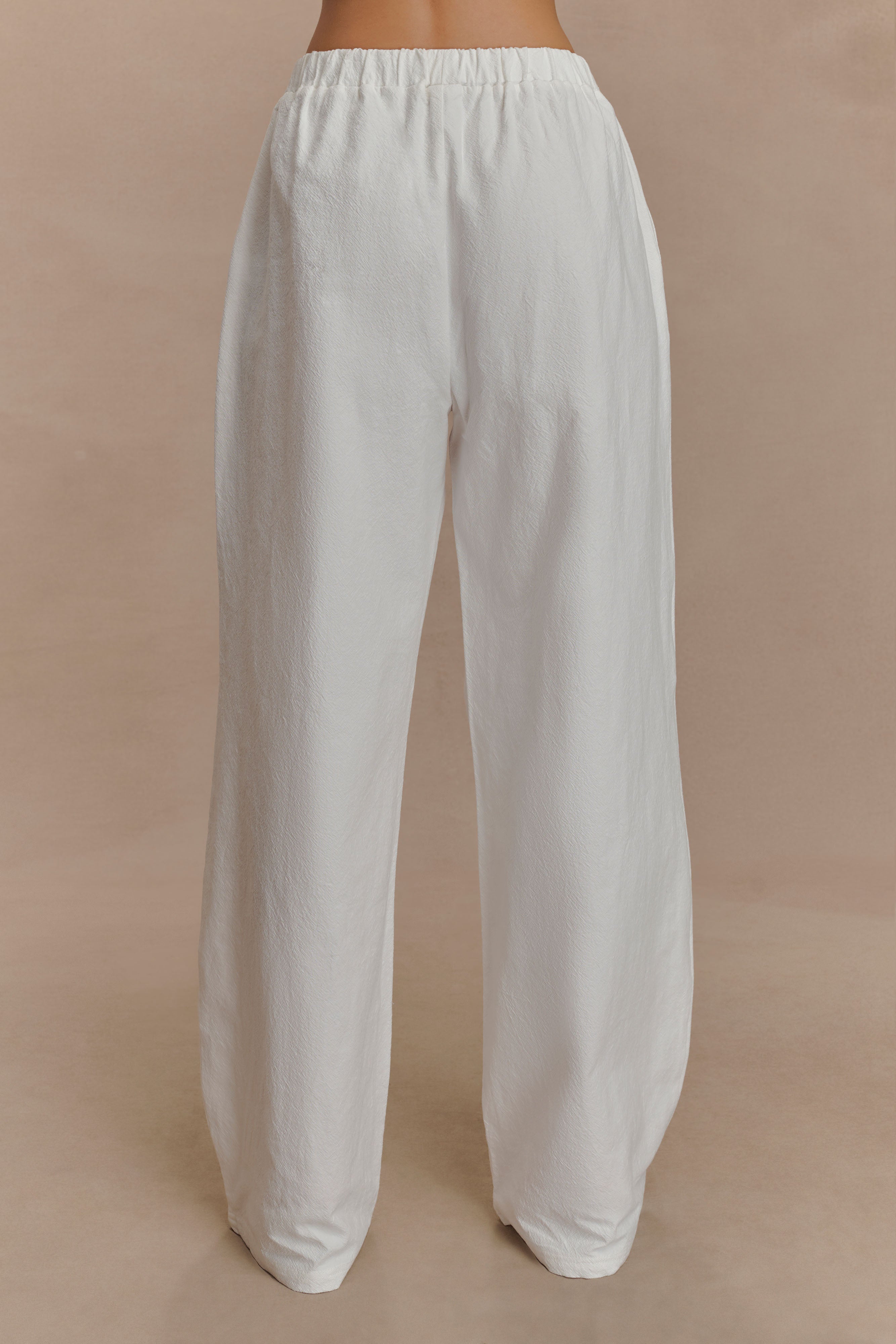 Janayia Cotton Wide Leg Pants - White、mySite、solidvoid