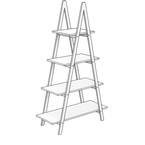 Solid bamboo wood oxford "A" frame ladder display bookshelf、、casual