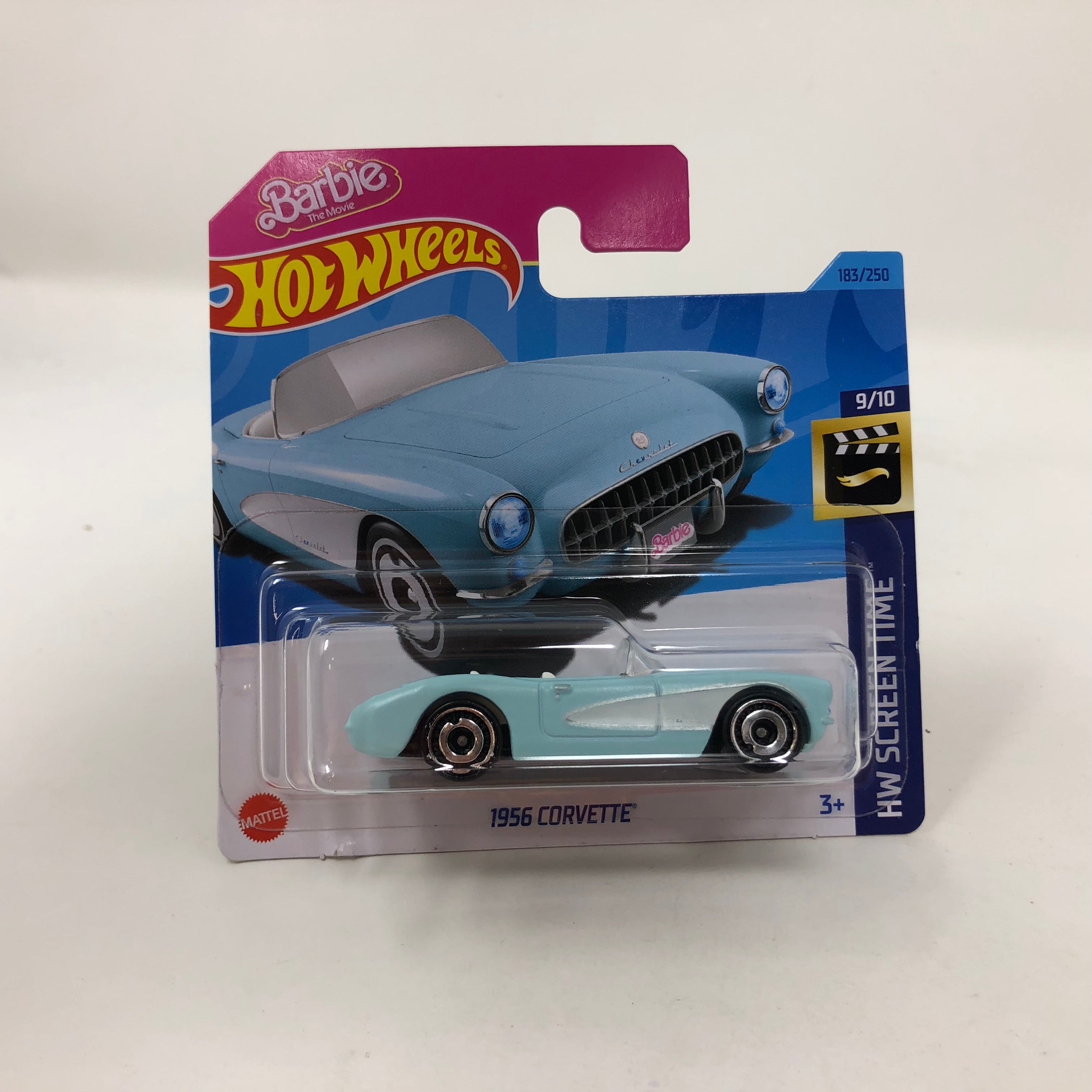 1956 Chevy Corvette #183 Barbie Movie * Blue * 2024 Hot Wheels Basic Short Card Case A、mySite、hgirdovlk