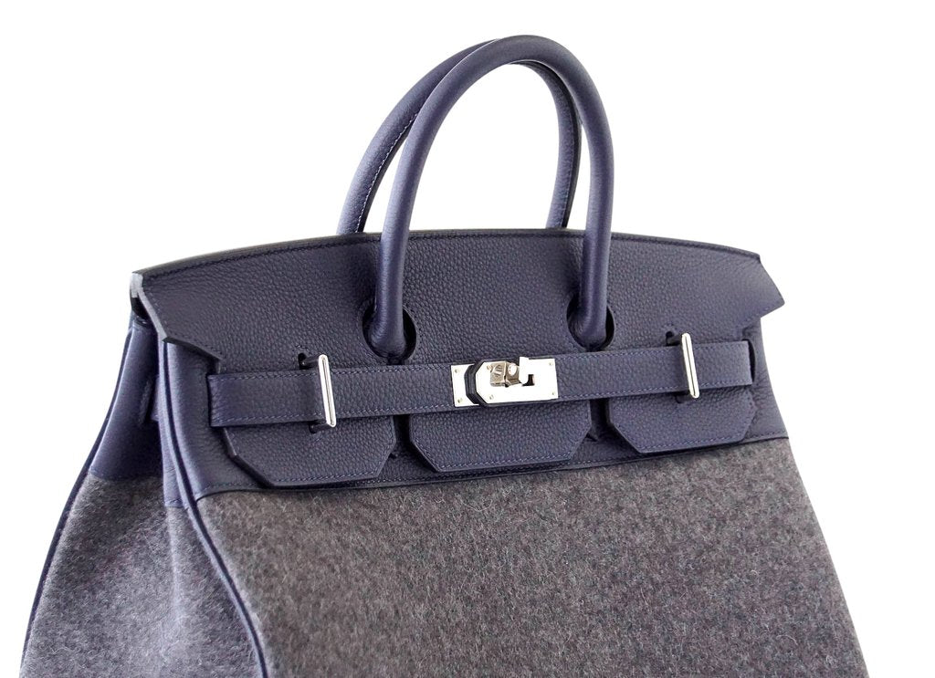 Hermès Birkin 40 HAC Gris Wool Blue Togo PHW Bag、mySite、garminoutage.com