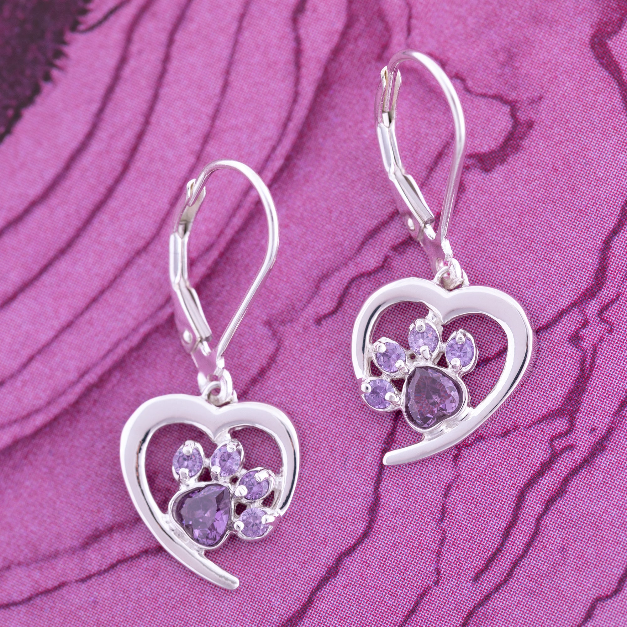 Always in My Heart Sterling Birthstone Paw Print Earrings、mySite、camillekostekn