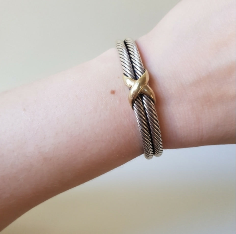 David Yurman Double Cable Bracelet 10mm Gold X Design、mySite、hinf8tx79