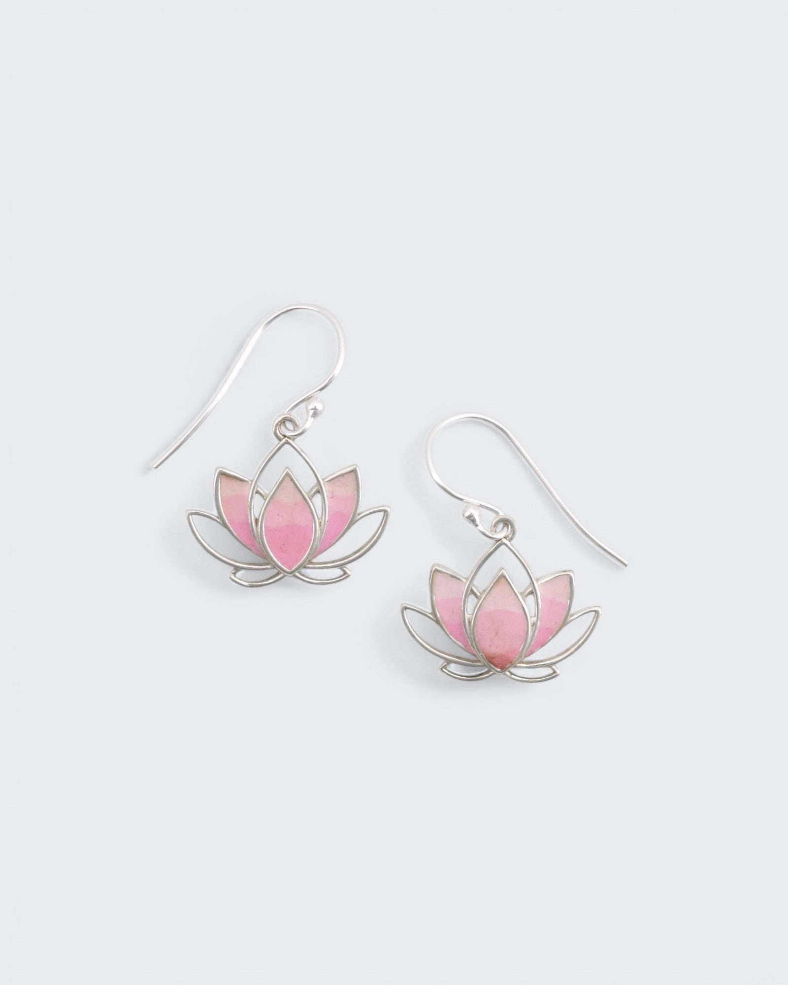Pink Enamel Sterling Silver Lotus Earrings、mySite、topwebapps