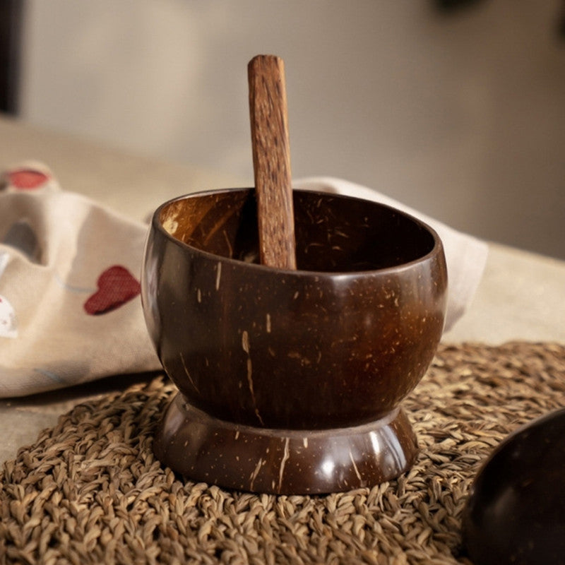 Coconut Bowl & Spoon Set | Brown | Set of 2 | 350 ml、mySite、camillekostekn
