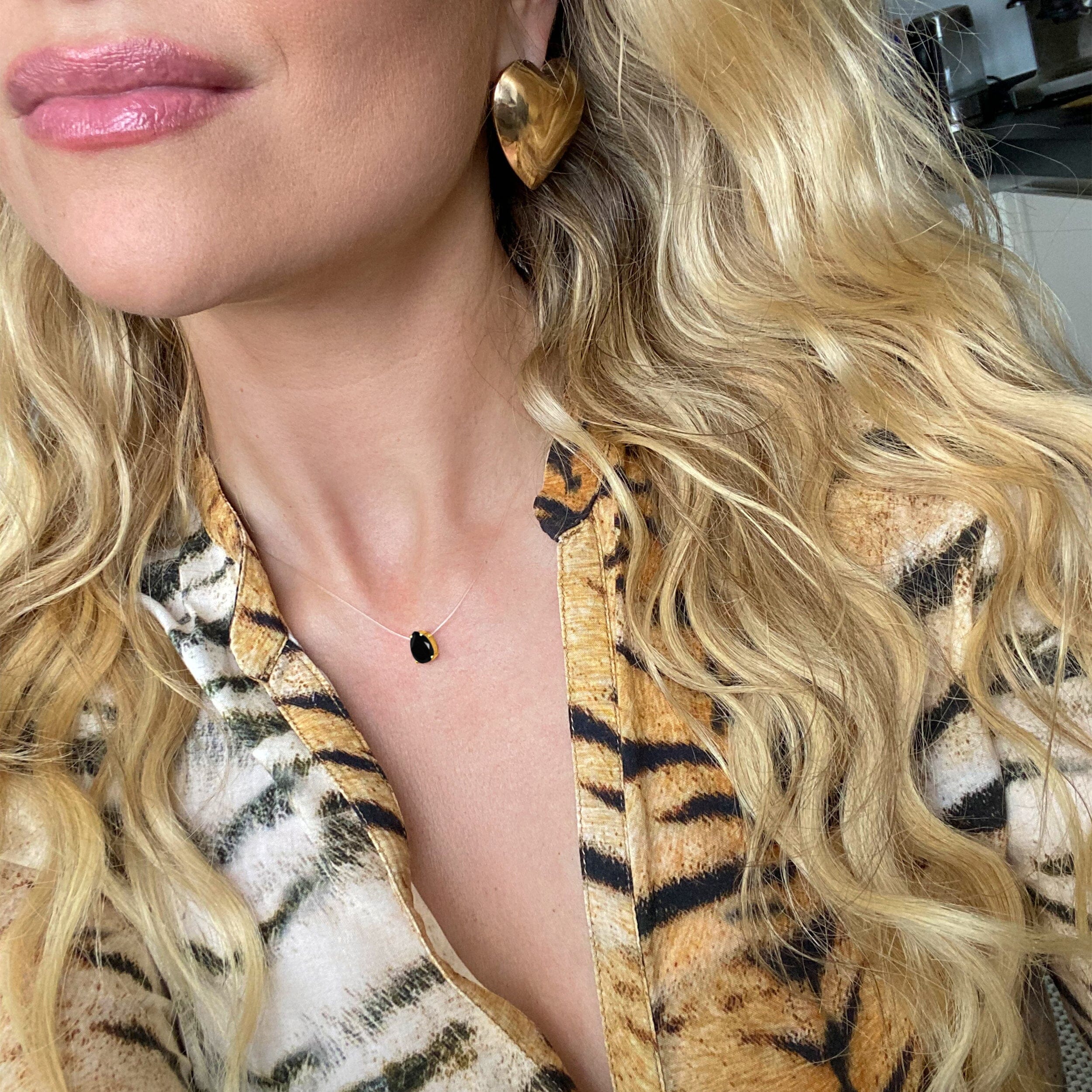 Black Onyx Necklace Floating Sway - December Birthstone Gift、mySite、hinf8tx79