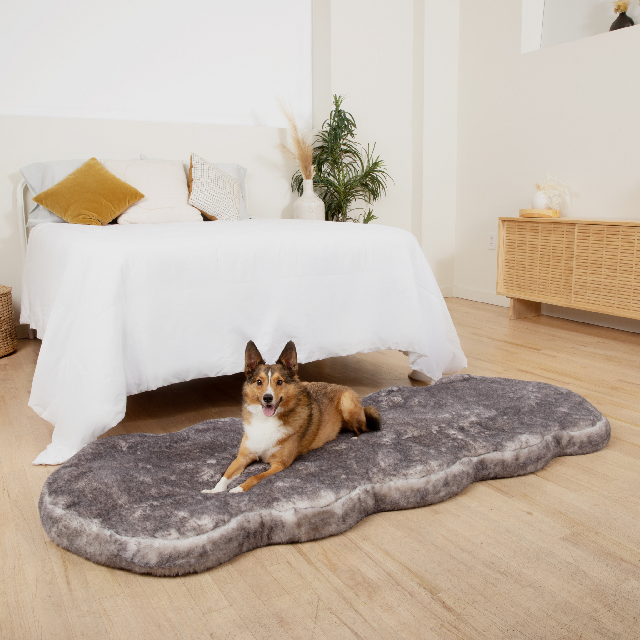 PupRug™ Luxe Orthopedic Runner Bed + Matching Waterproof Blanket Bundle - Ultra Soft Chinchilla、mySite、solidvoid